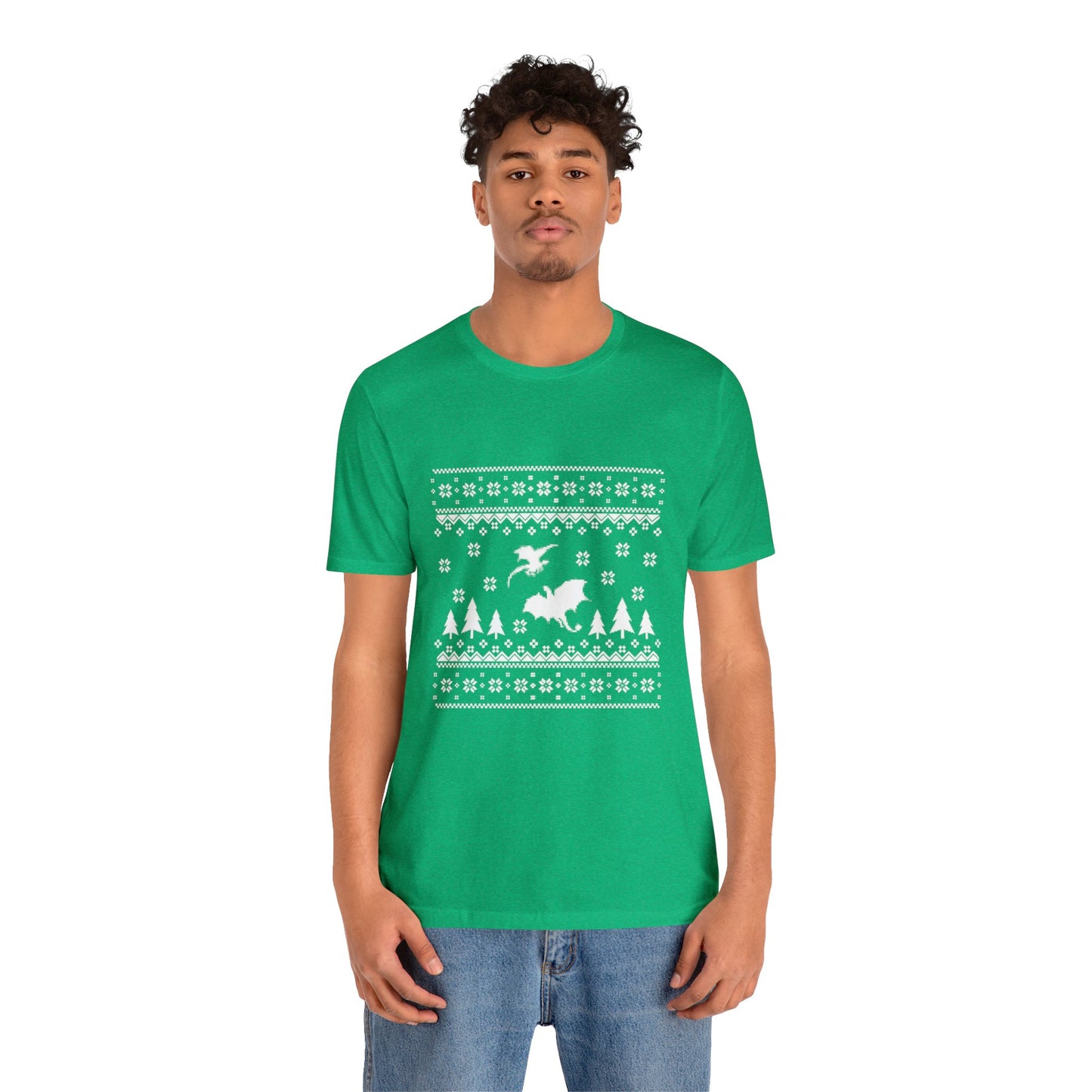 8-bit Fair Isle Dragon Christmas Version 5 - Unisex T-shirt