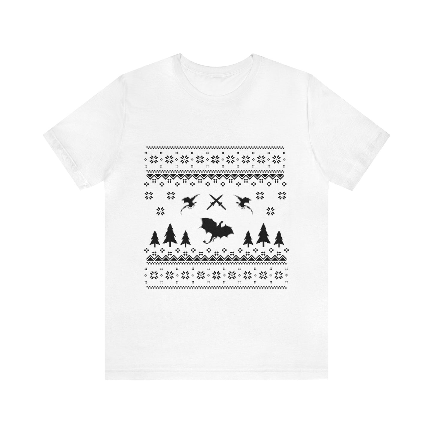 8-bit Fair Isle Dragon Christmas - Version 4 - Unisex T-shirt