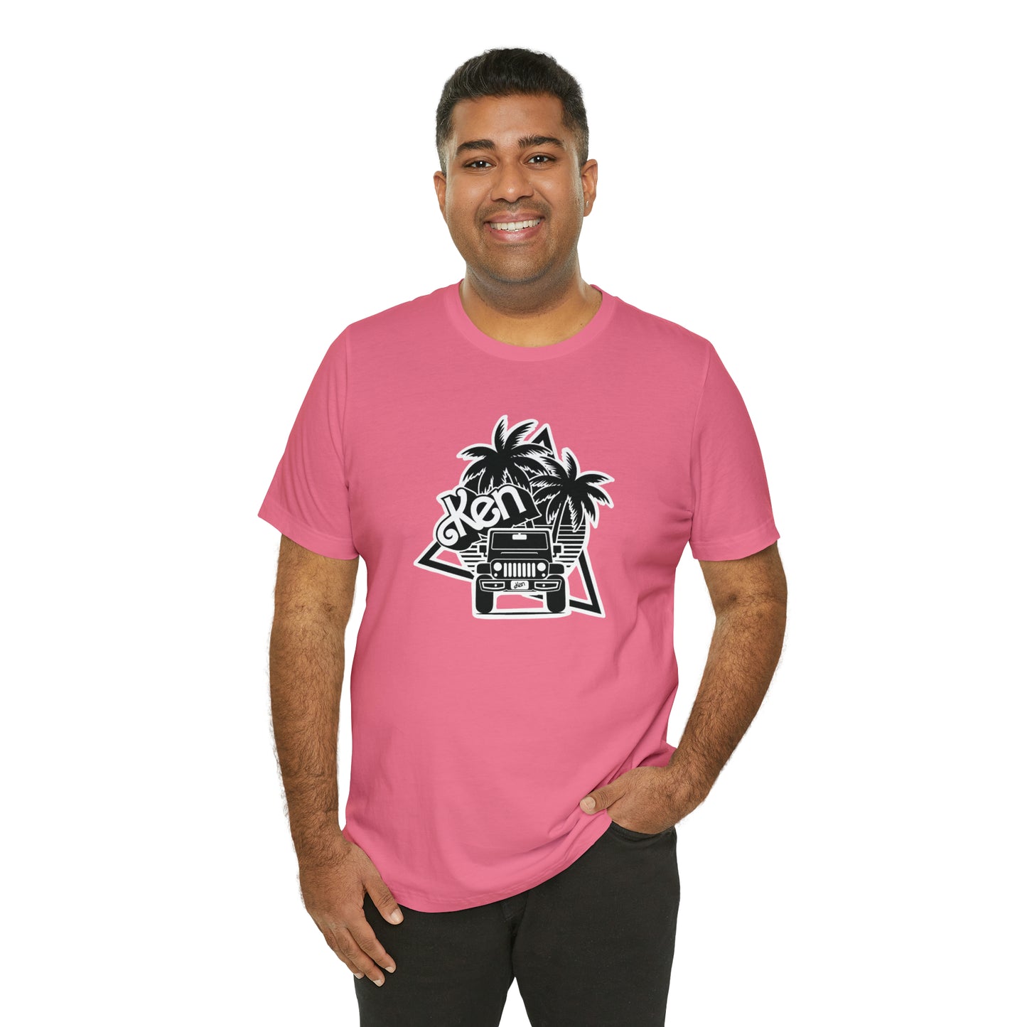Black and White, Beep Beep Barbie KEN, Unisex Jersey Short Sleeve Tee