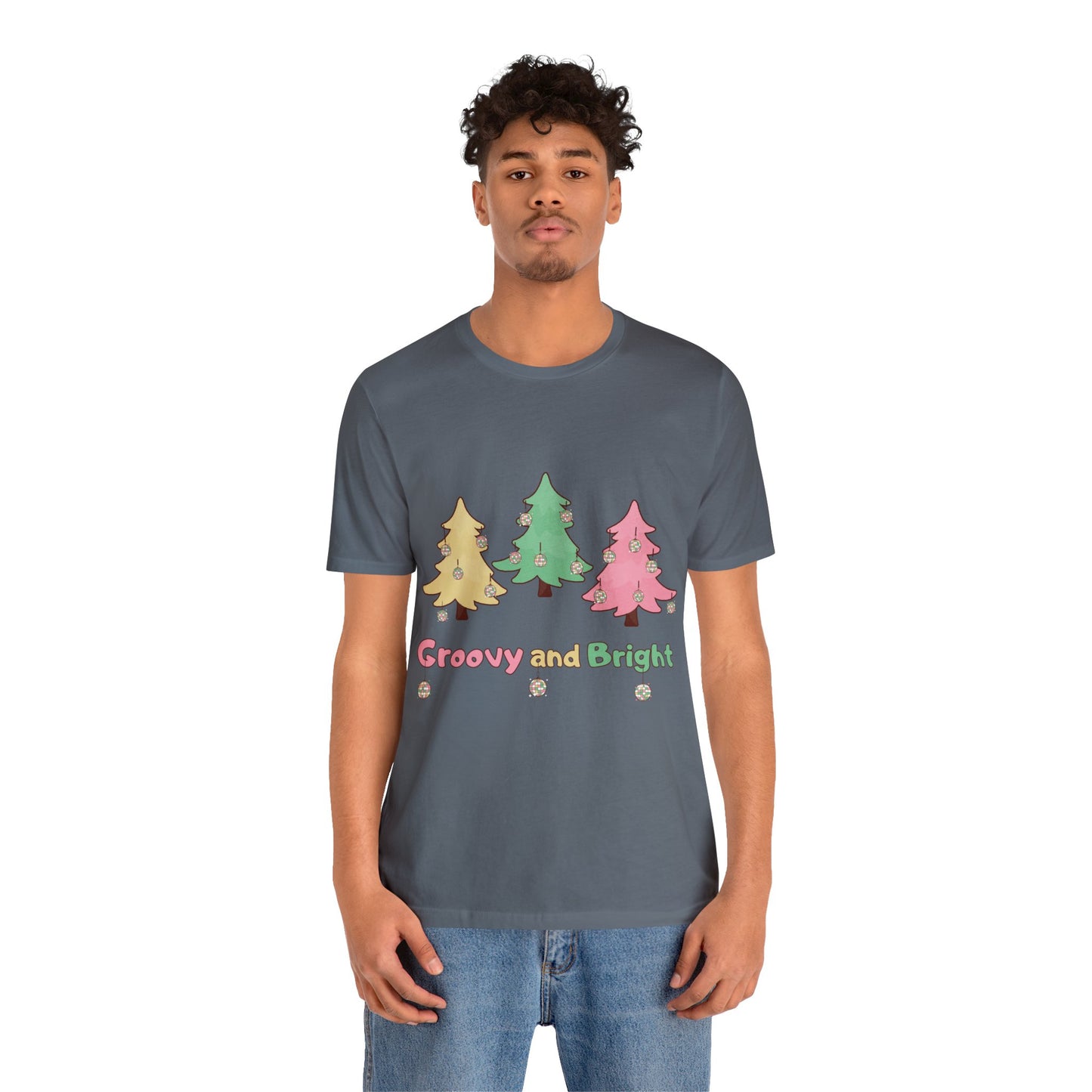 Pink Trees Farm Groovy and Bright Jingle Disco Ball on back - Unisex T-shirt