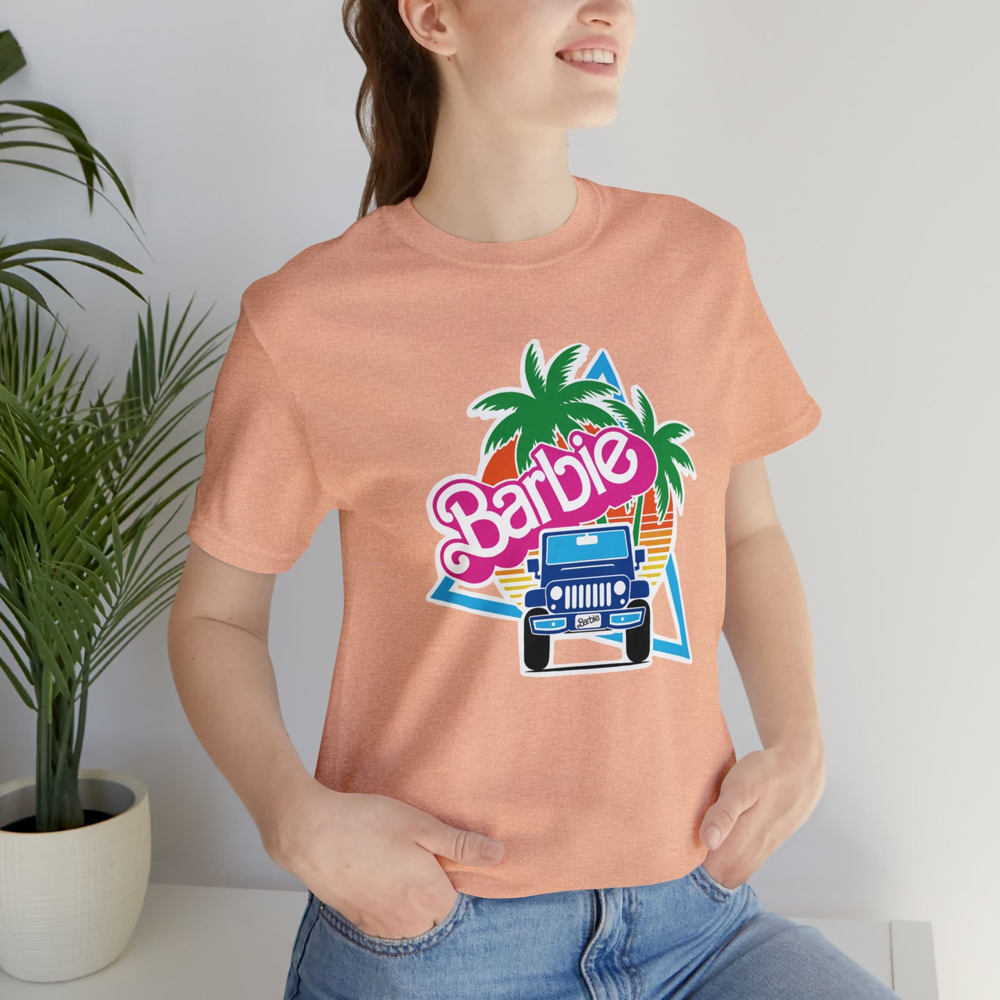 Blue jeep, Beep Beep Barbie Jeep, Unisex Jersey Short Sleeve Tee