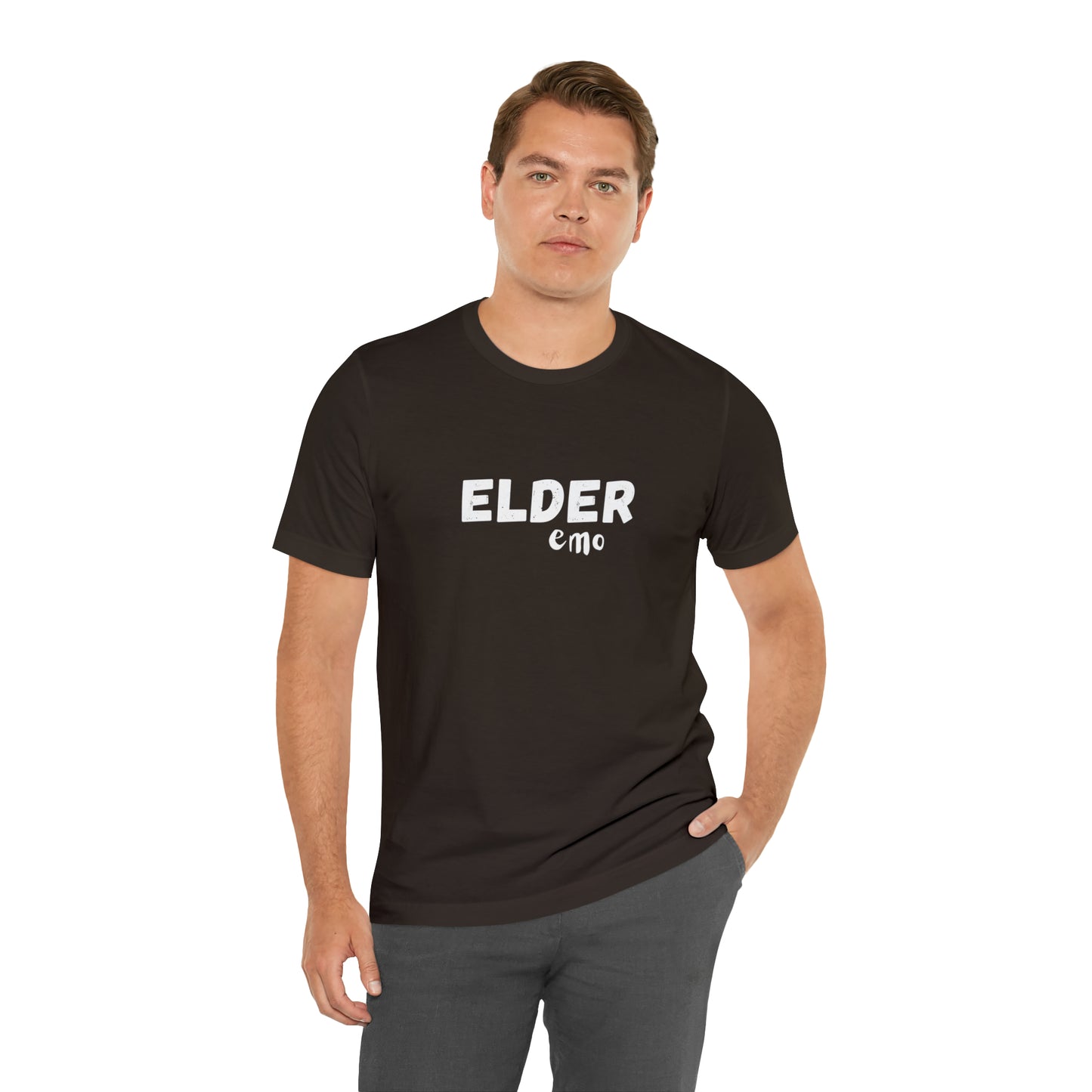 No paint WHITE LETTER Elder Emo, Unisex Jersey Short Sleeve Tee