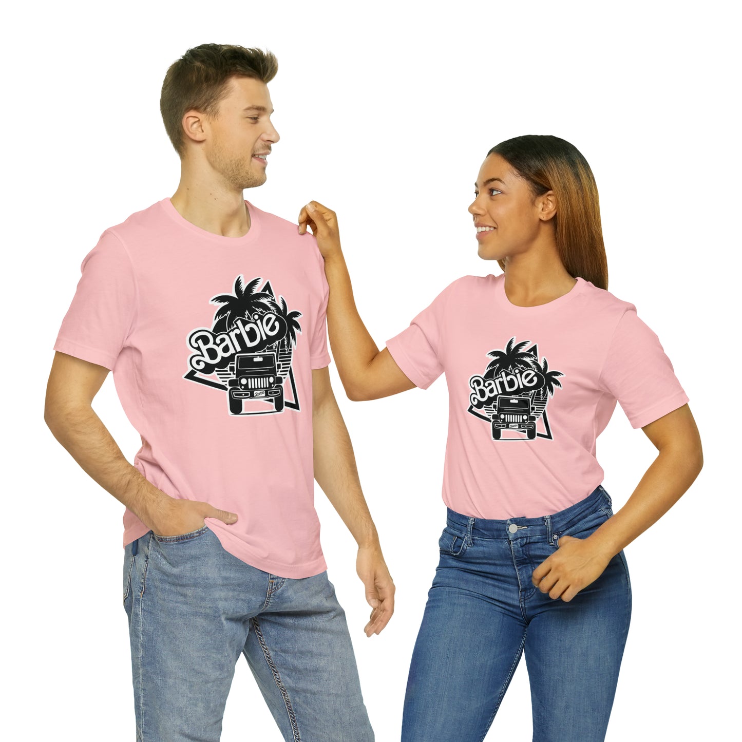 Black and White, Beep Beep Barbie Jeep, Unisex Jersey Short Sleeve Tee