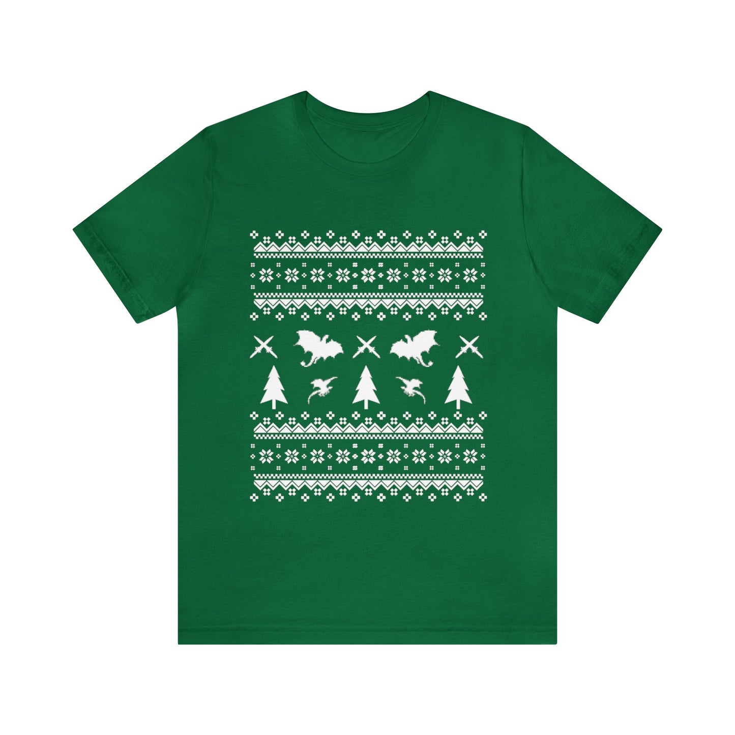 8-bit Fair Isle Dragon Christmas - Version 1 - Unisex T-shirt