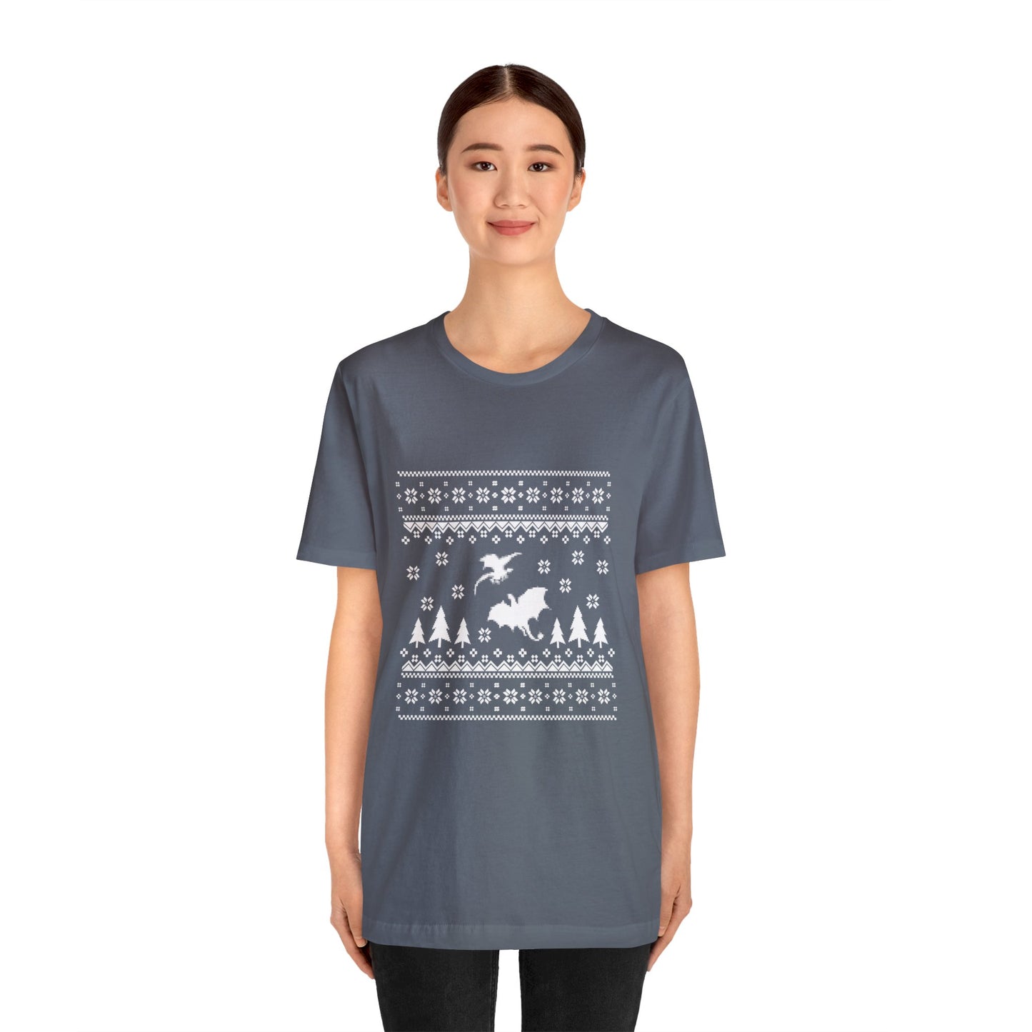 8-bit Fair Isle Dragon Christmas Version 5 - Unisex T-shirt