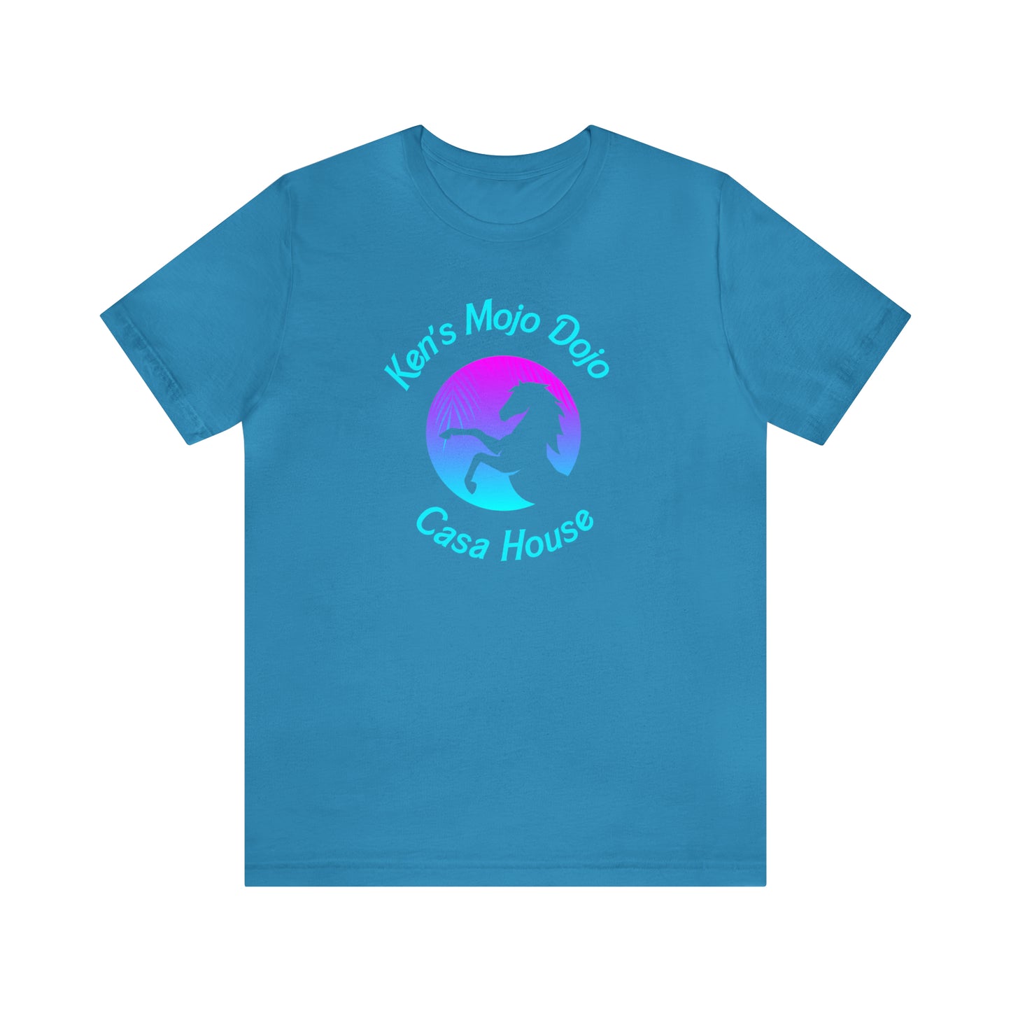 Neon Teal Moon: Mojo Dojo Casa House, Unisex Jersey Short Sleeve Tee