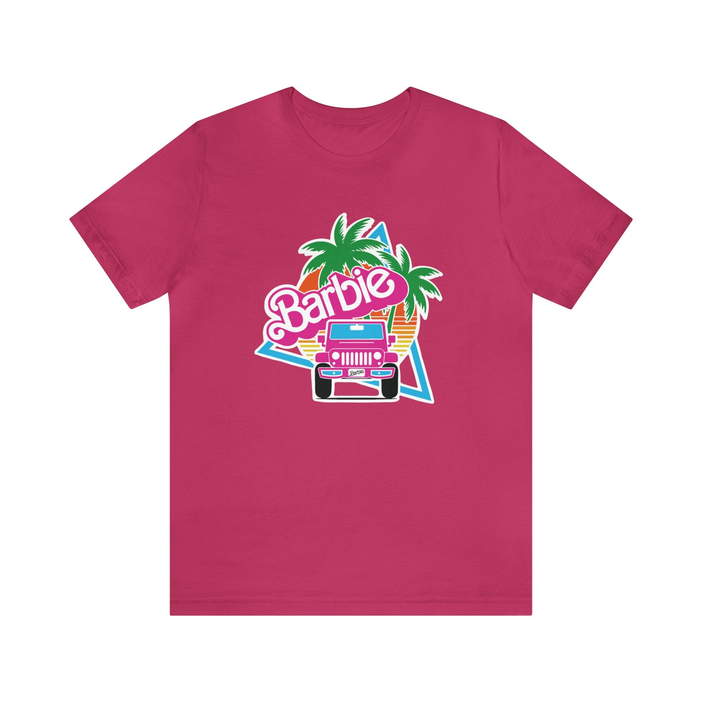 Signature Pink Barbie, Beep Beep Barbie Jeep, Unisex Jersey Short Sleeve Tee