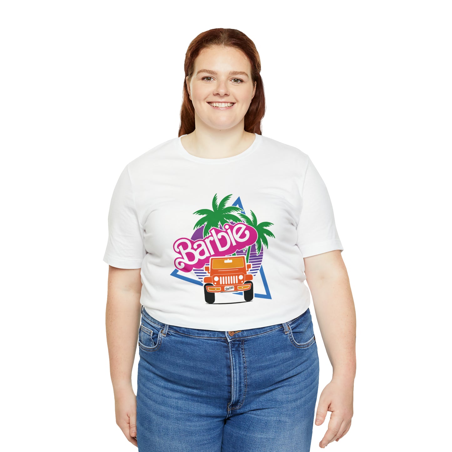 Orange, Beep Beep Barbie Jeep, Unisex Jersey Short Sleeve Tee