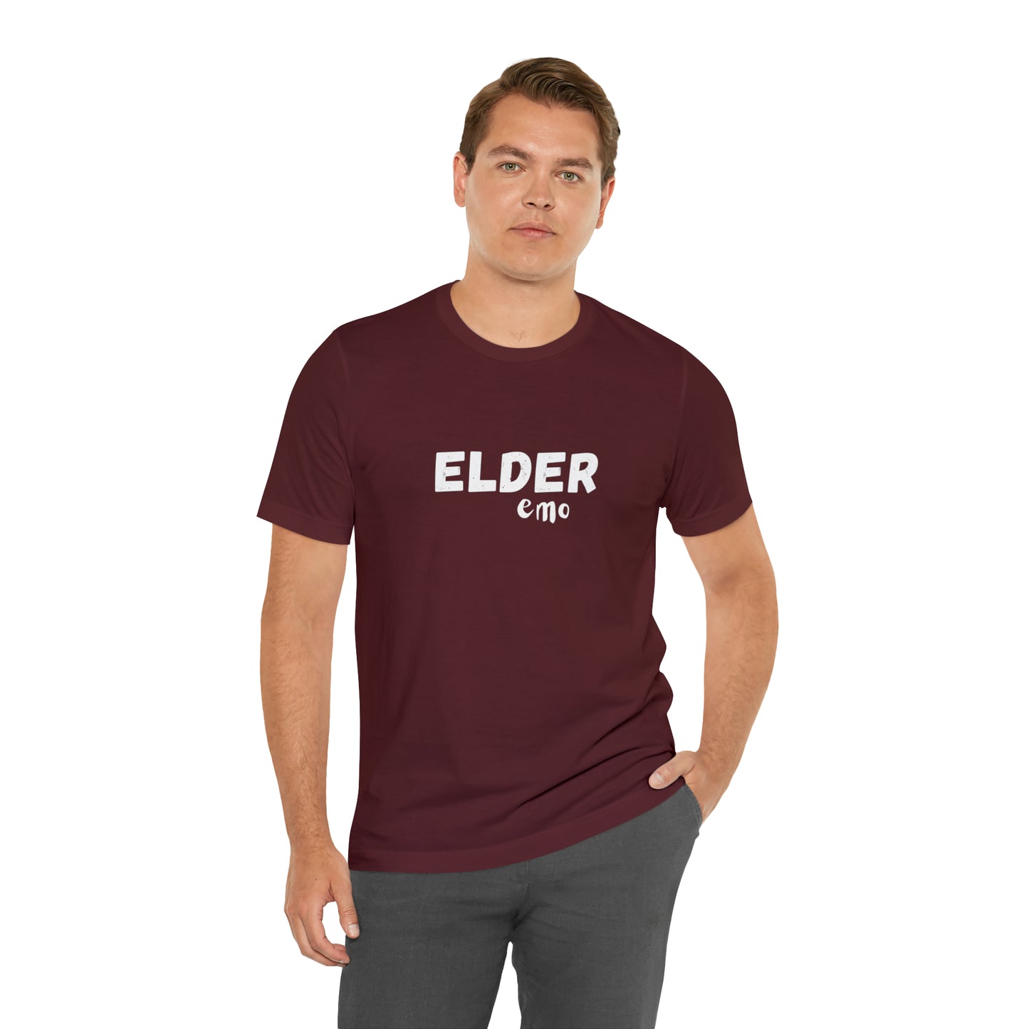 No paint WHITE LETTER Elder Emo, Unisex Jersey Short Sleeve Tee