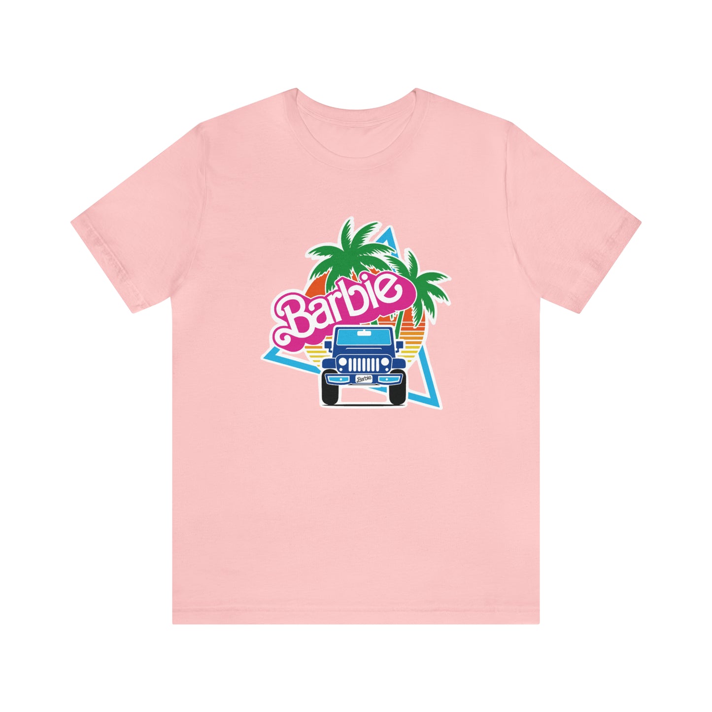 Two blue Barbie, Beep Beep Barbie Jeep, Unisex Jersey Short Sleeve Tee