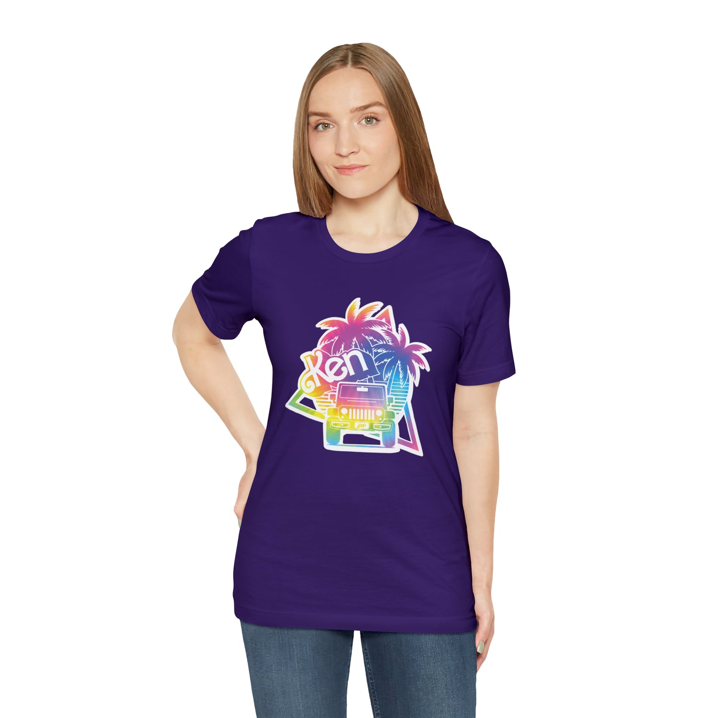 White sticker tie dye, Beep Beep KEN Jeep, Unisex Jersey Short Sleeve Tee
