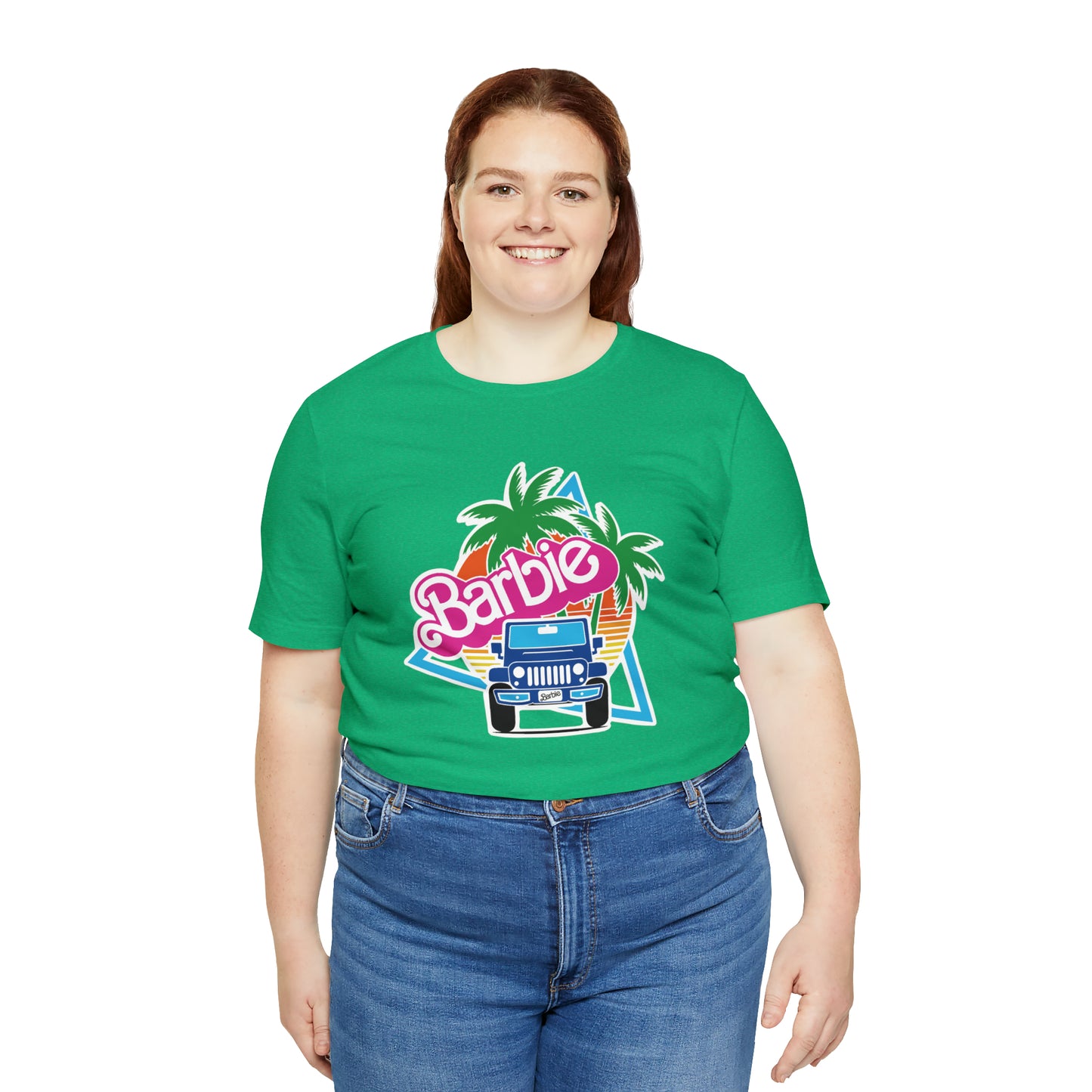 Blue jeep, Beep Beep Barbie Jeep, Unisex Jersey Short Sleeve Tee