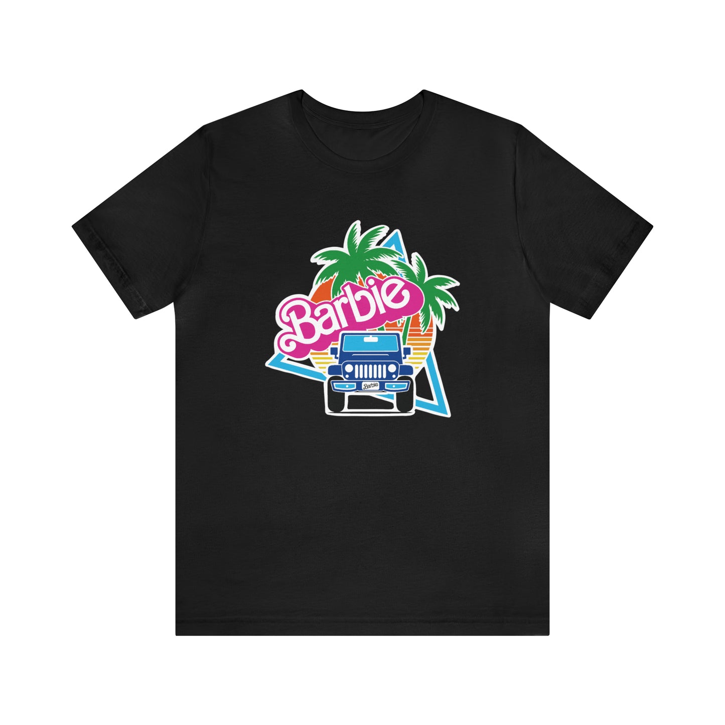 Two blue Barbie, Beep Beep Barbie Jeep, Unisex Jersey Short Sleeve Tee