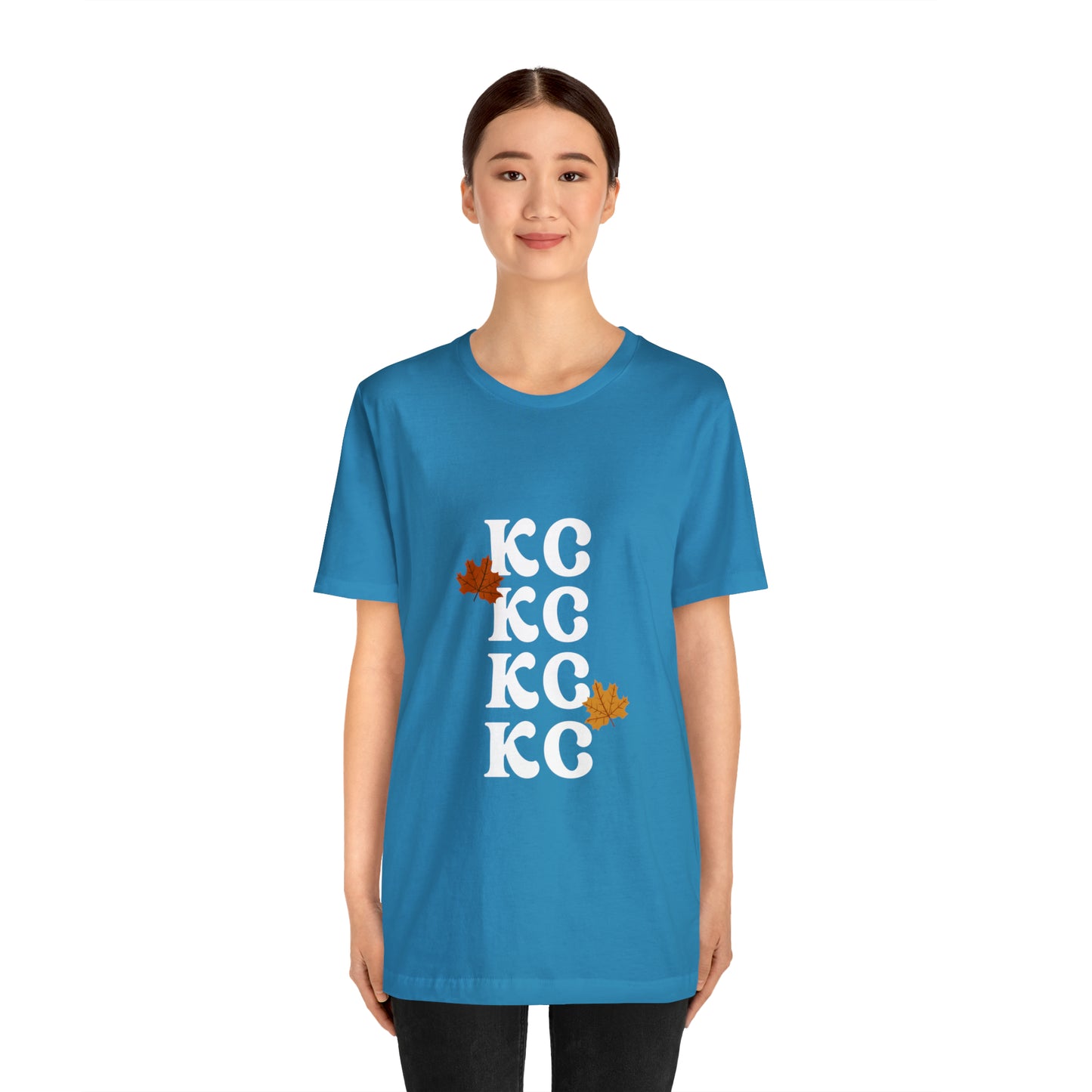 White Text - Kansas City Fall, Unisex Jersey Short Sleeve Tee