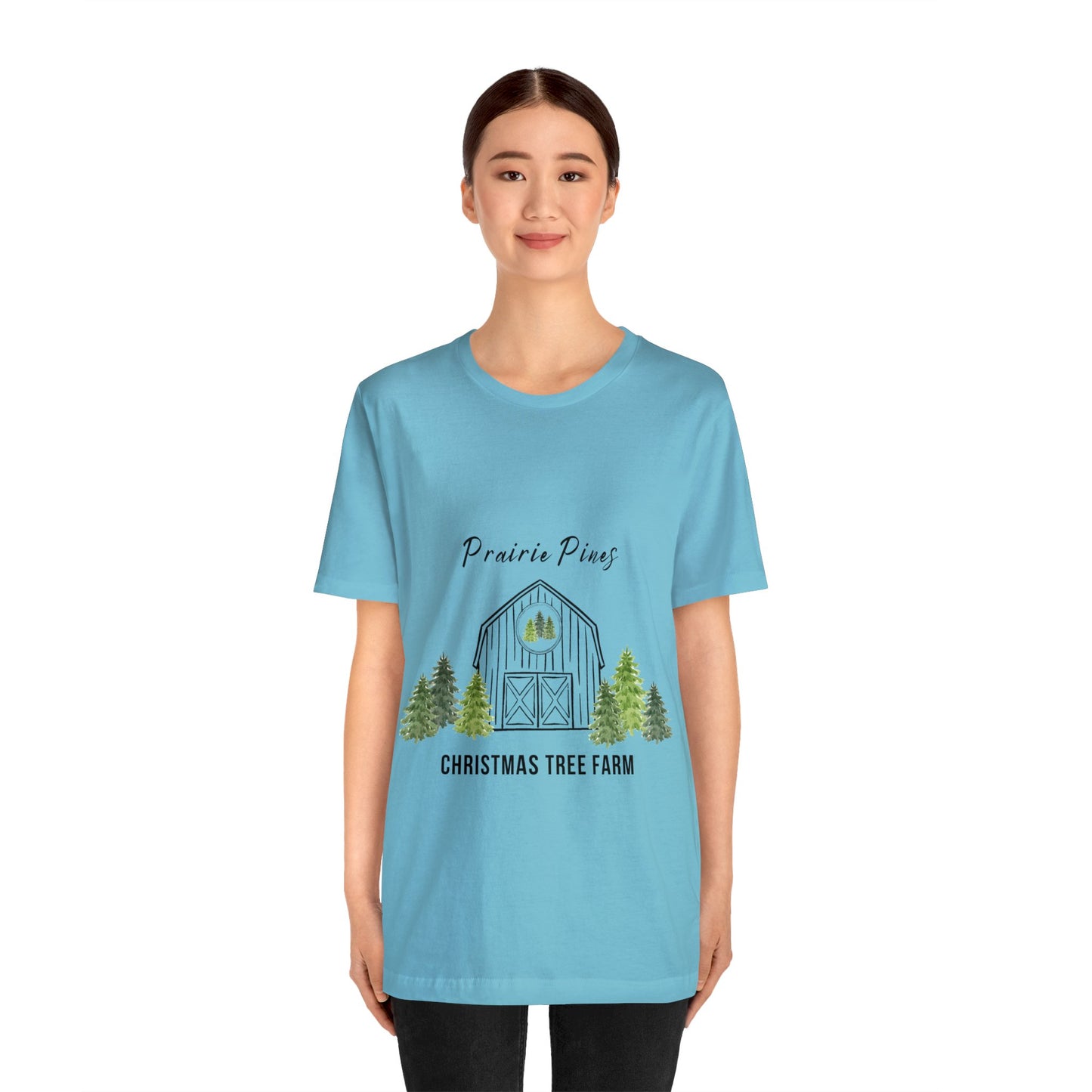 Watercolor Trees Prairie Pines Black Text - no back design - Unisex T-shirt
