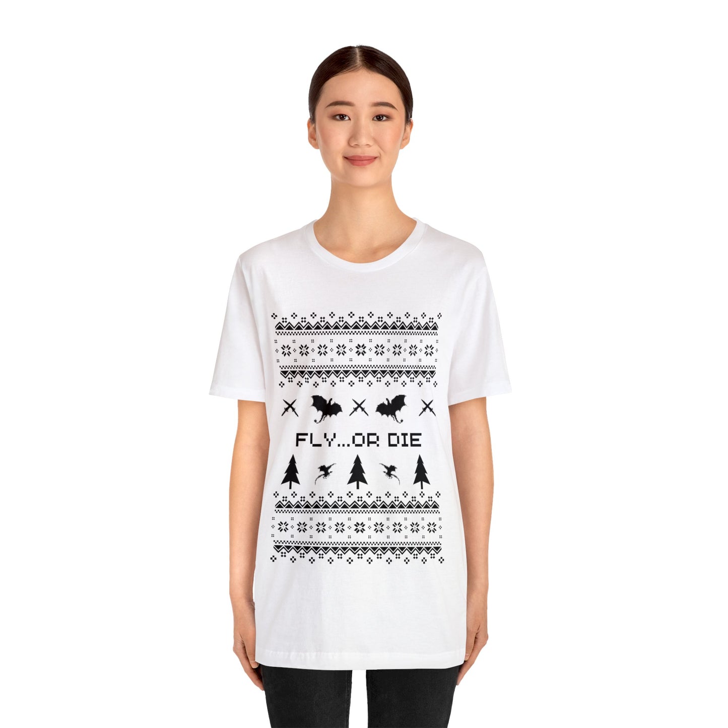 8-bit Fair Isle Dragon Christmas - Version 2 - Unisex T-shirt