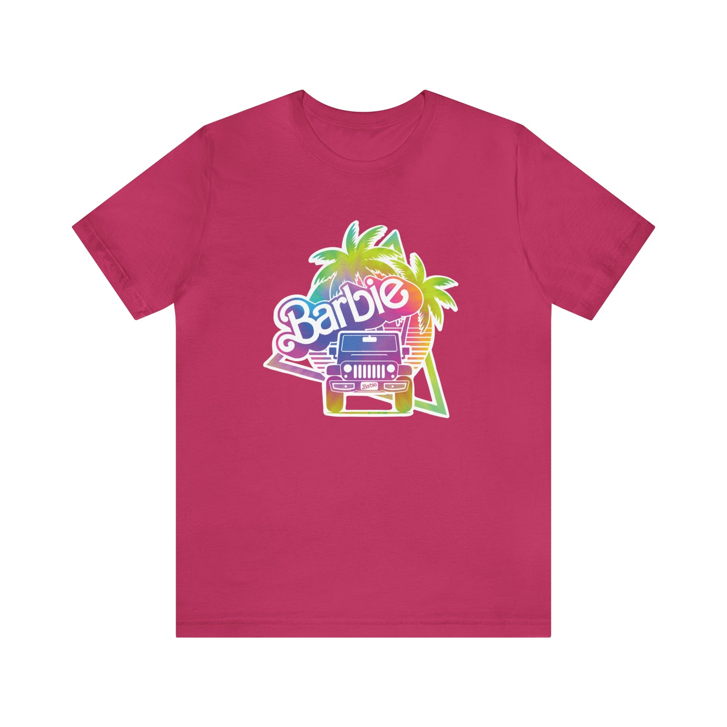 Tie dye 1, Beep Beep Barbie Jeep, Unisex Jersey Short Sleeve Tee