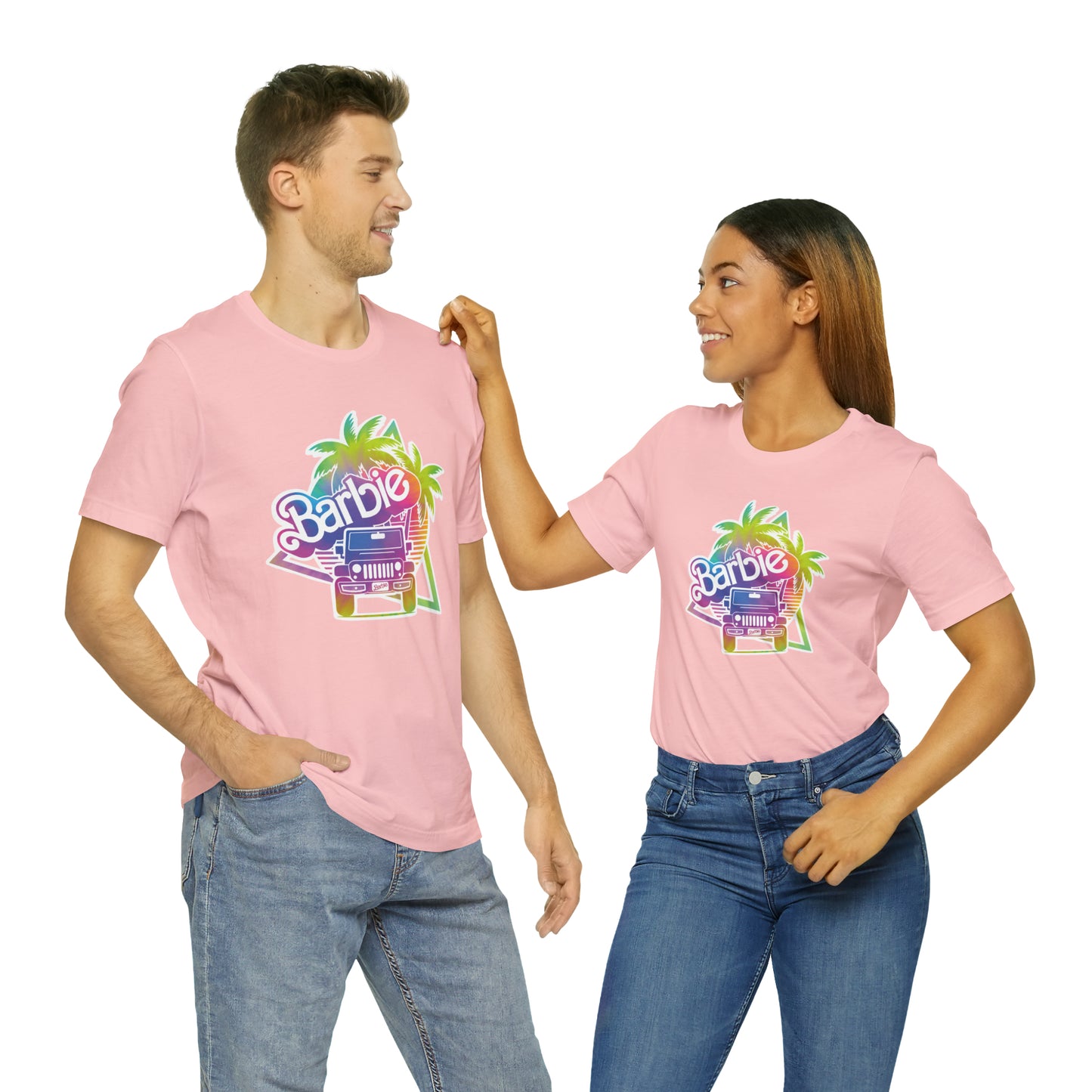 Tie dye 1, Beep Beep Barbie Jeep, Unisex Jersey Short Sleeve Tee