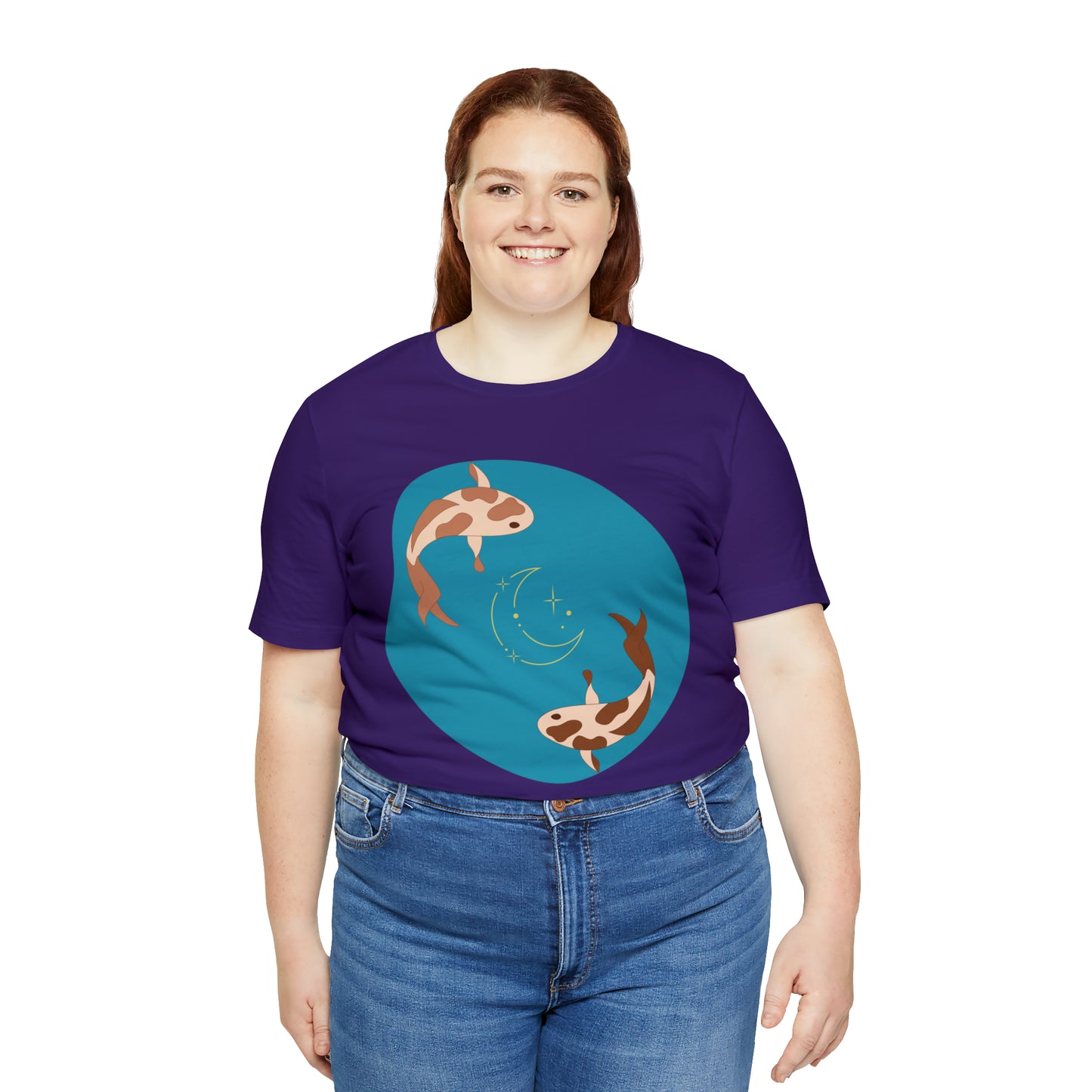 Blue Pond Moon Koi, Unisex Jersey Short Sleeve Tee