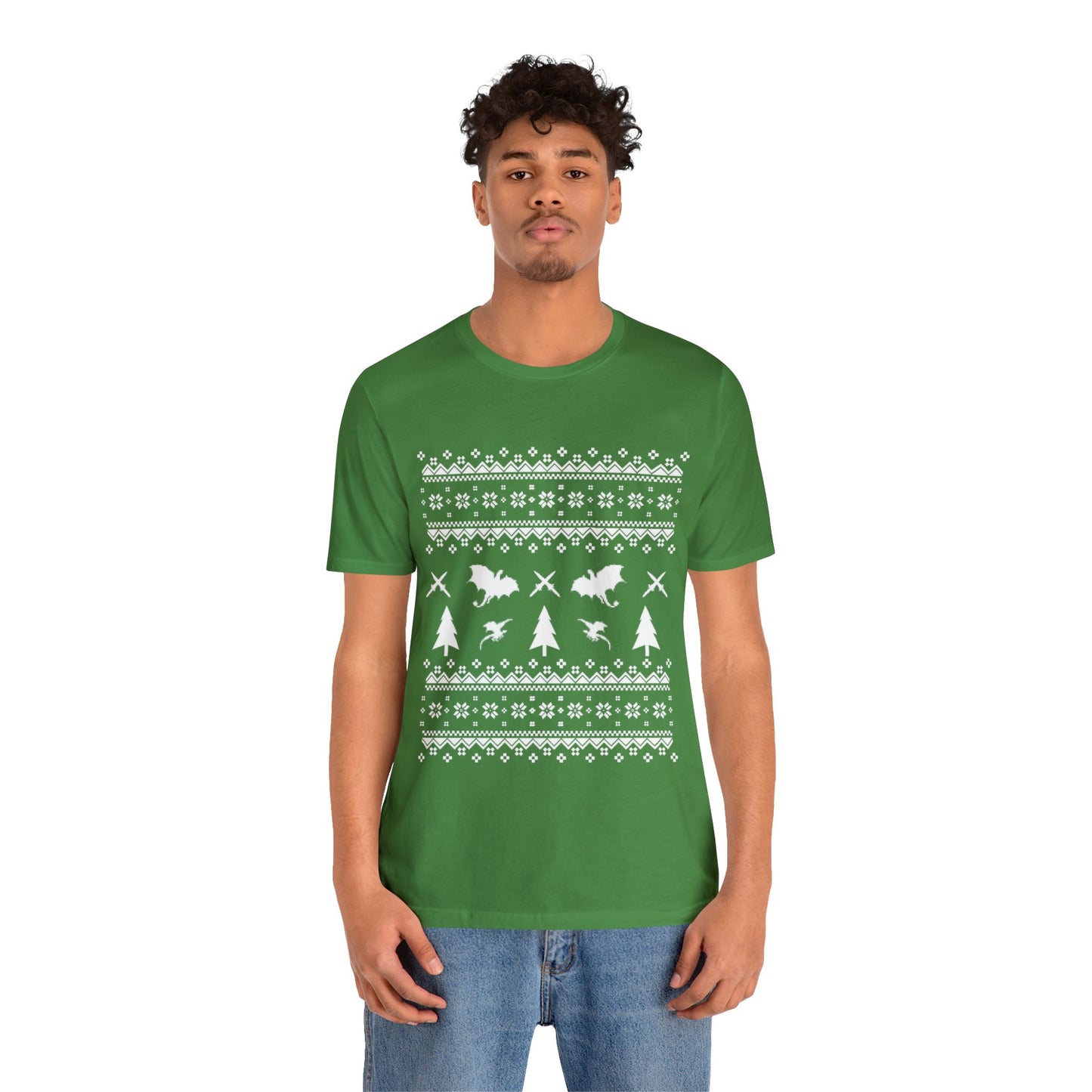 8-bit Fair Isle Dragon Christmas - Version 1 - Unisex T-shirt