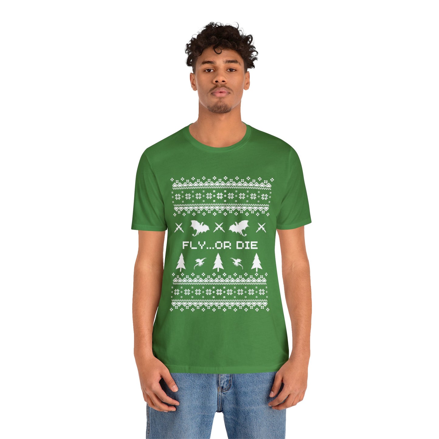8-bit Fair Isle Dragon Christmas - Version 2 - Unisex T-shirt