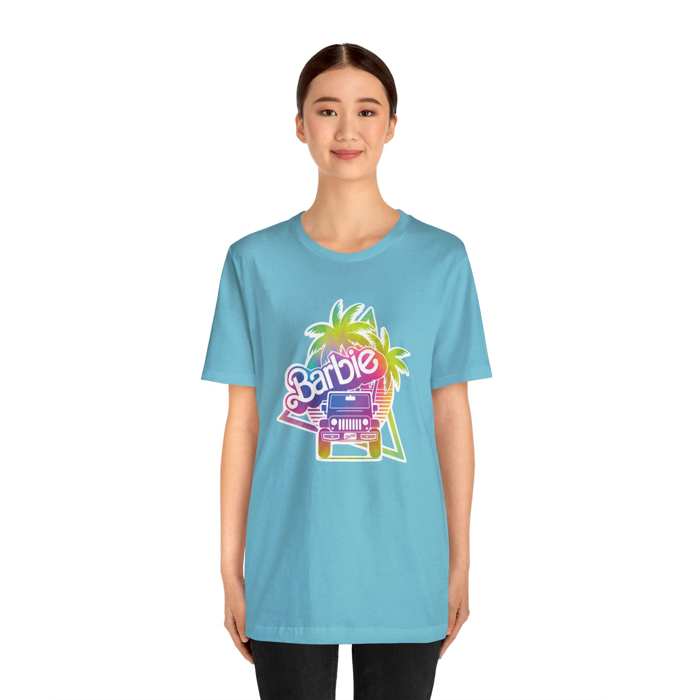 Tie dye 1, Beep Beep Barbie Jeep, Unisex Jersey Short Sleeve Tee