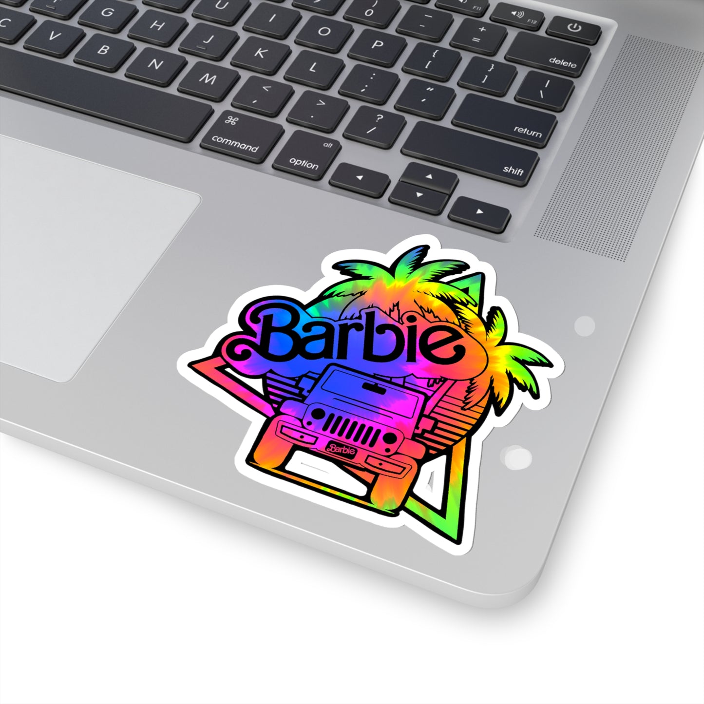 Dark Tie Dye Barbie Jeep Sticker, 2 size options
