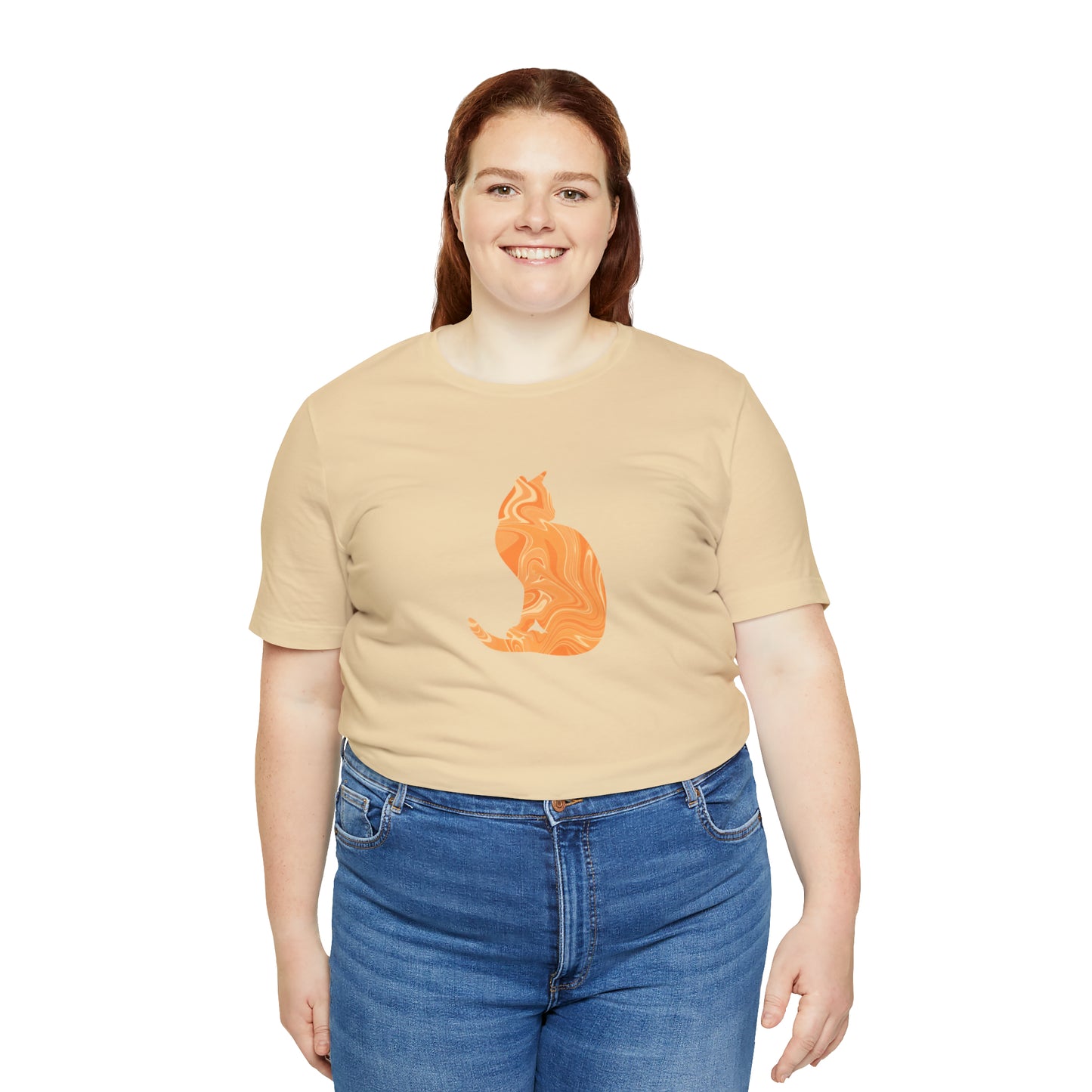 Orange Marble Cat, Unisex Jersey Short Sleeve Tee