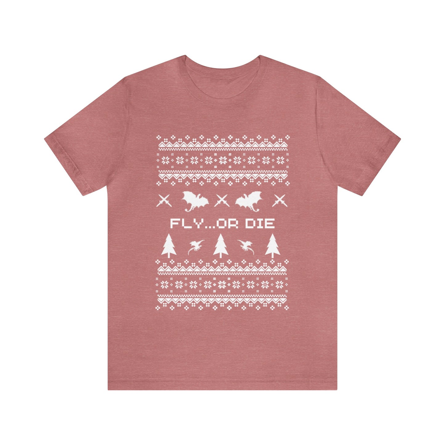 8-bit Fair Isle Dragon Christmas - Version 2 - Unisex T-shirt