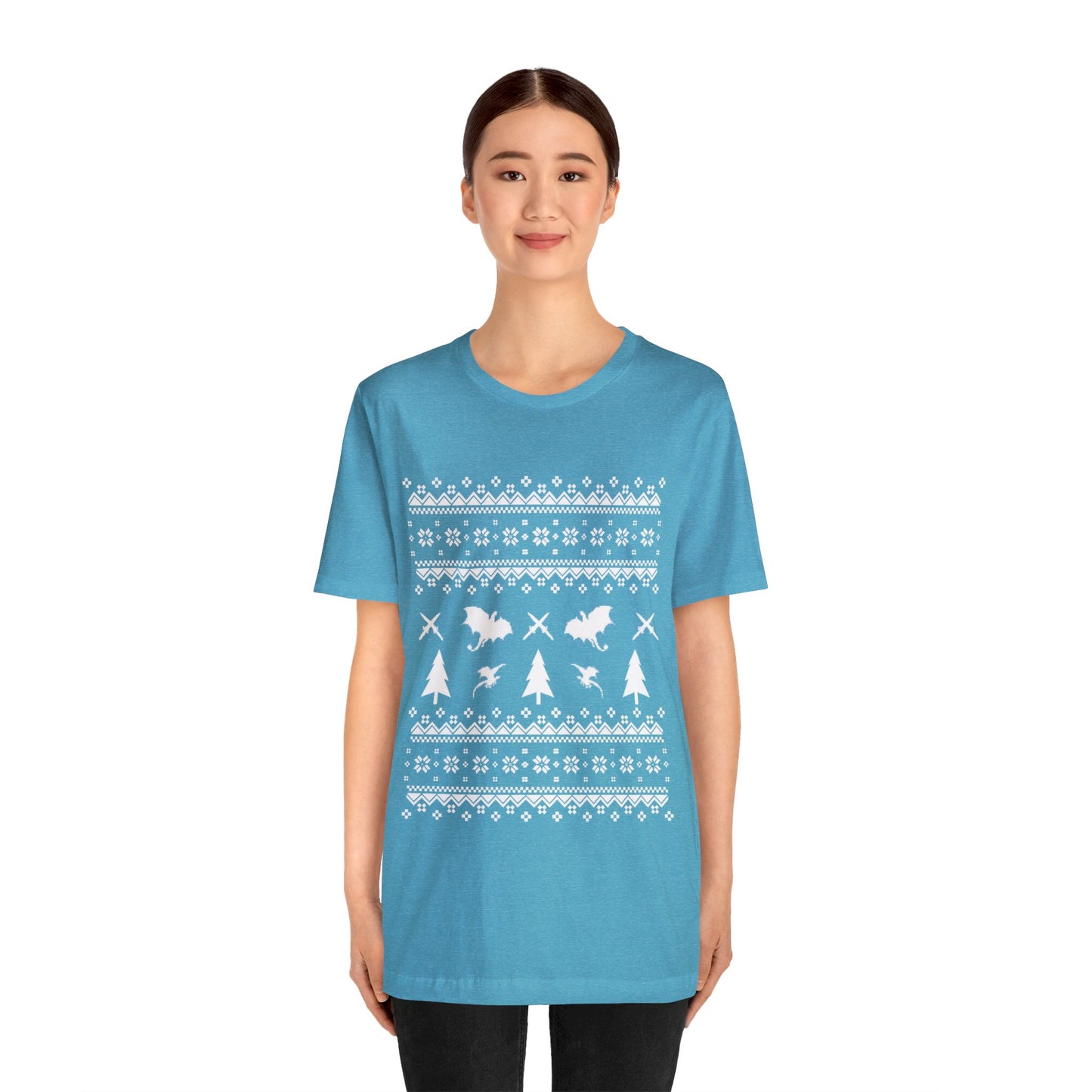 8-bit Fair Isle Dragon Christmas - Version 1 - Unisex T-shirt