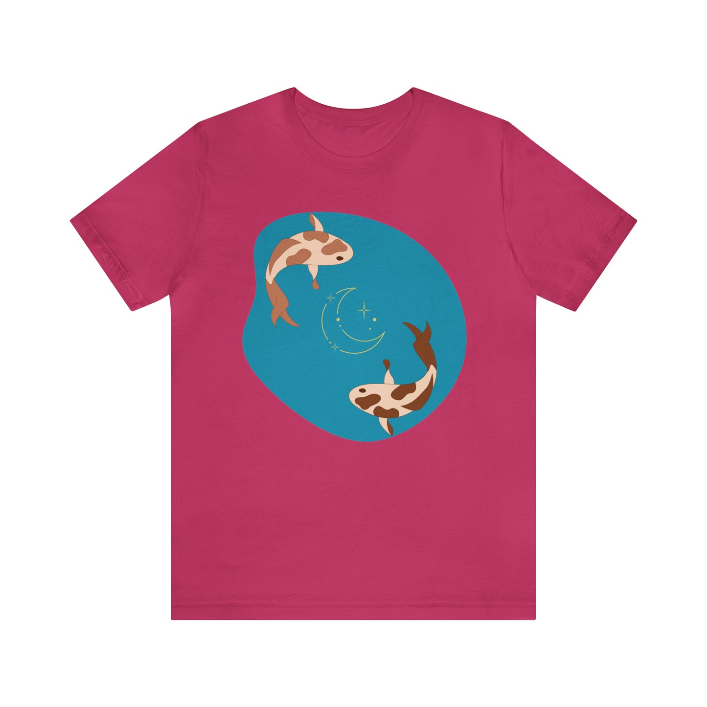 Blue Pond Moon Koi, Unisex Jersey Short Sleeve Tee