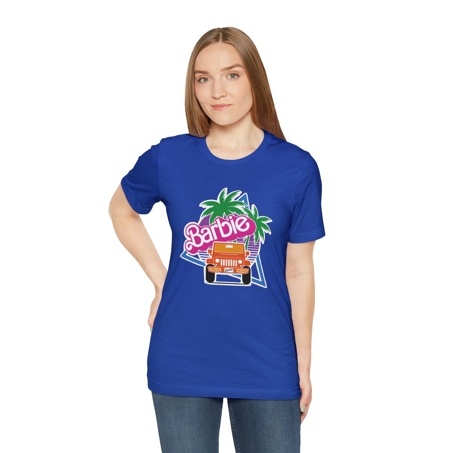 Orange, Beep Beep Barbie Jeep, Unisex Jersey Short Sleeve Tee