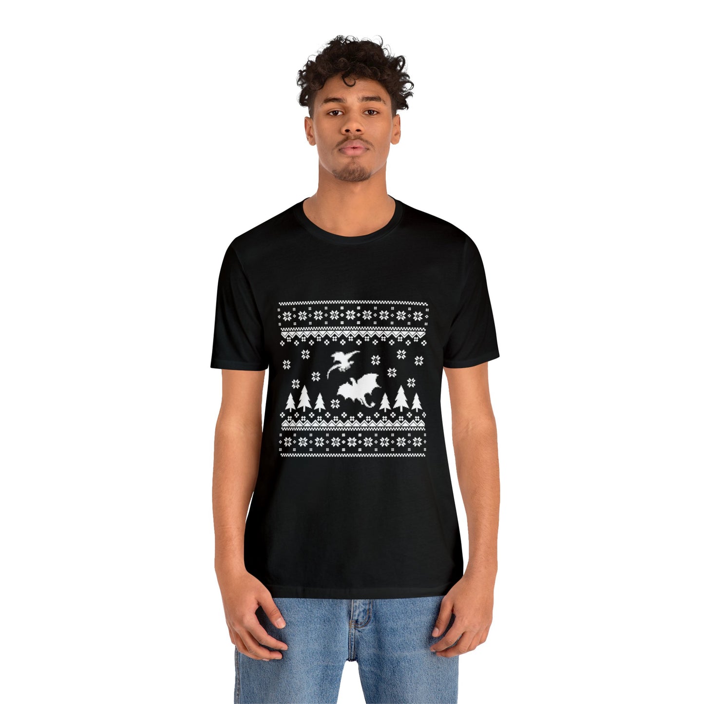 8-bit Fair Isle Dragon Christmas Version 5 - Unisex T-shirt