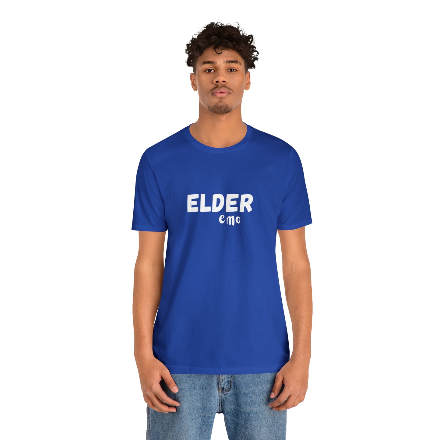 No paint WHITE LETTER Elder Emo, Unisex Jersey Short Sleeve Tee