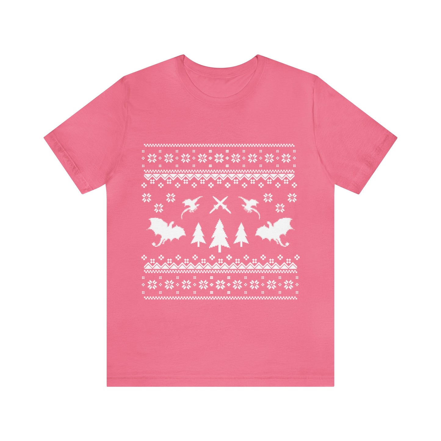 8-bit Fair Isle Dragon Christmas - Version 3 - Unisex T-shirt