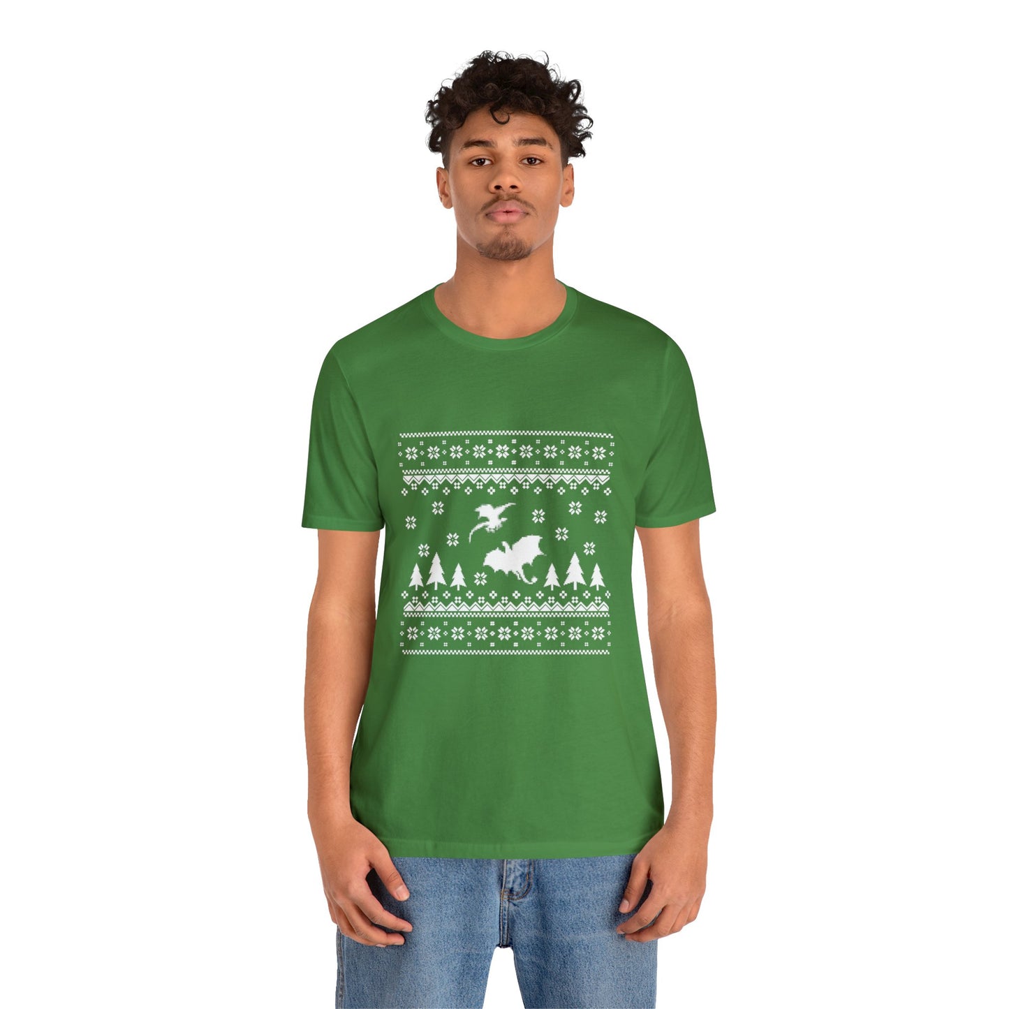 8-bit Fair Isle Dragon Christmas Version 5 - Unisex T-shirt