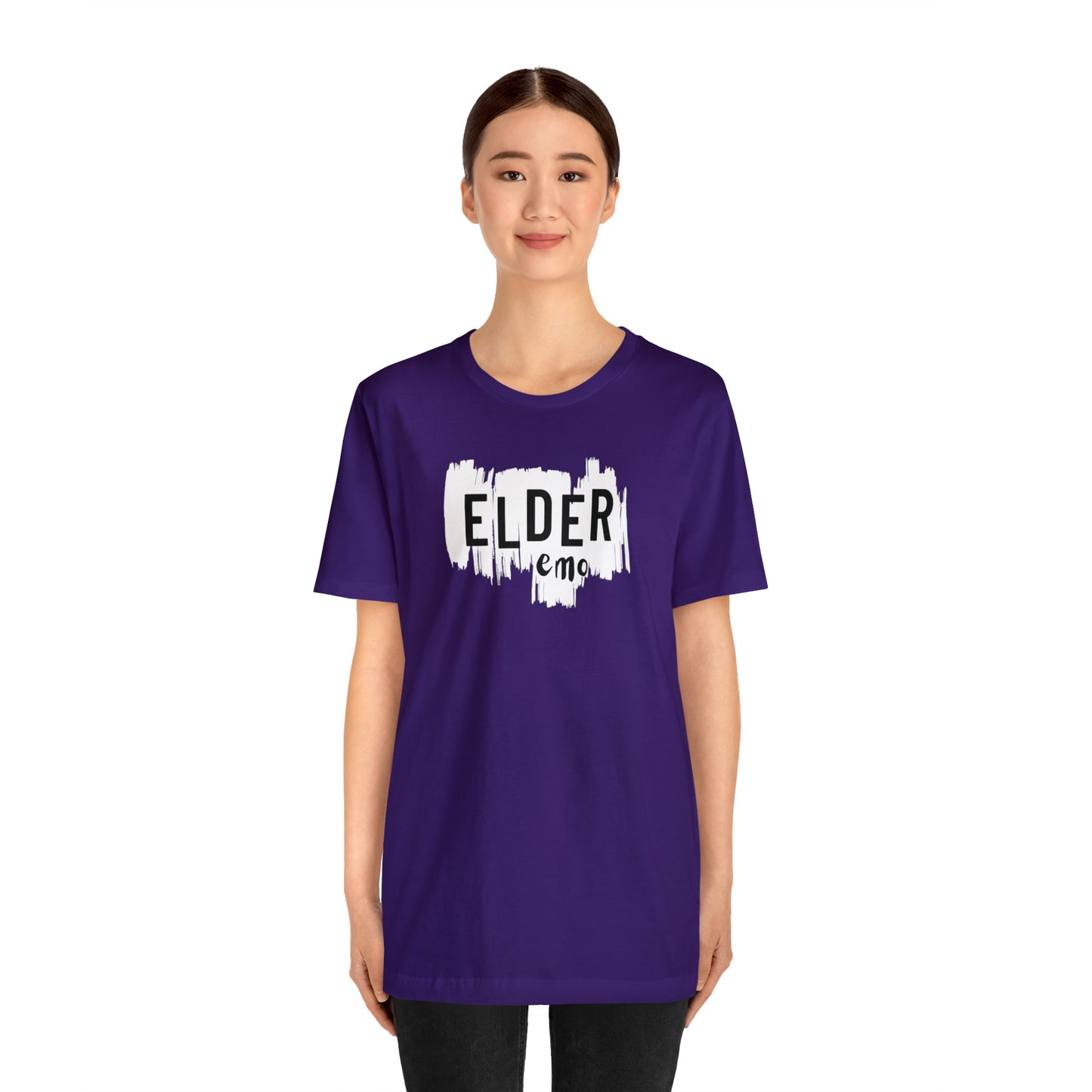 Vertical paint WHITE LETTER Elder Emo, Unisex Jersey Short Sleeve Tee
