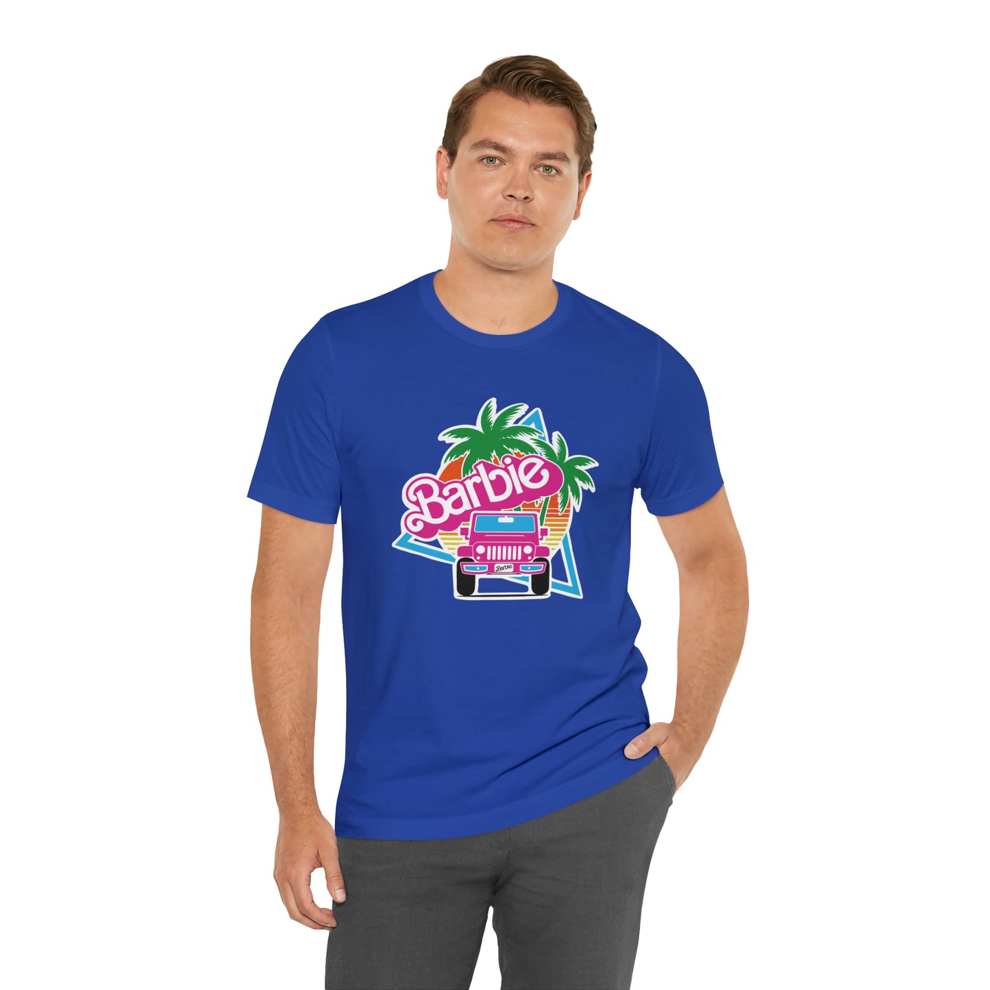 Signature Pink Barbie, Beep Beep Barbie Jeep, Unisex Jersey Short Sleeve Tee