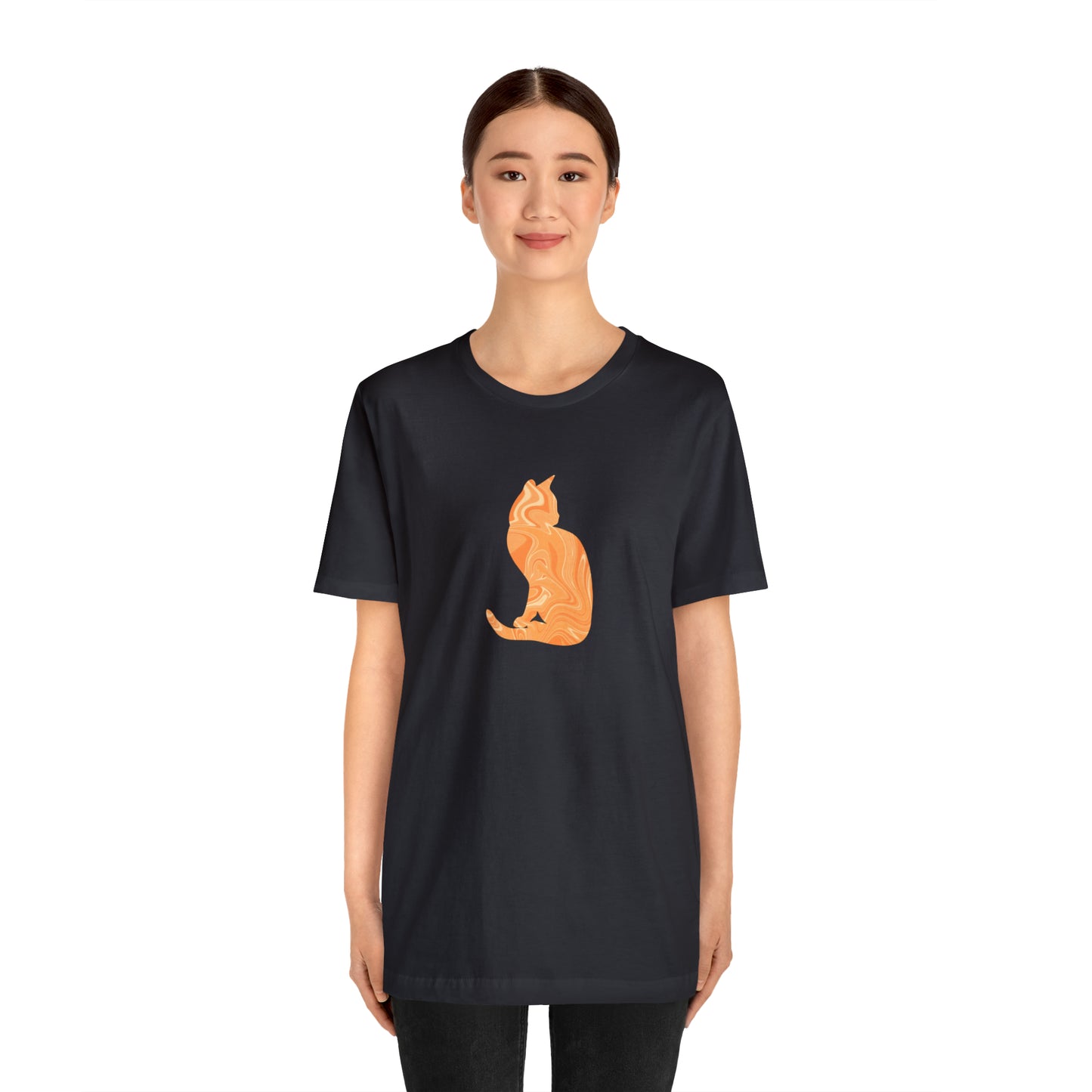 Orange Marble Cat, Unisex Jersey Short Sleeve Tee