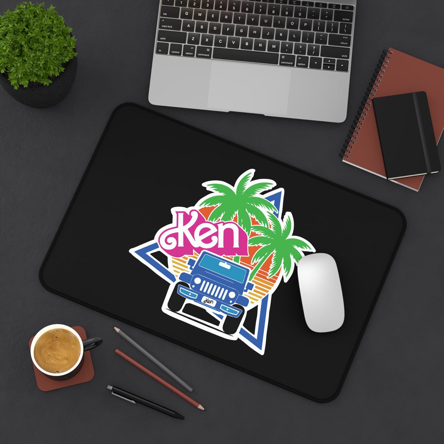 Ken Blue Jeep Desk Mat, 12 x 18 inches