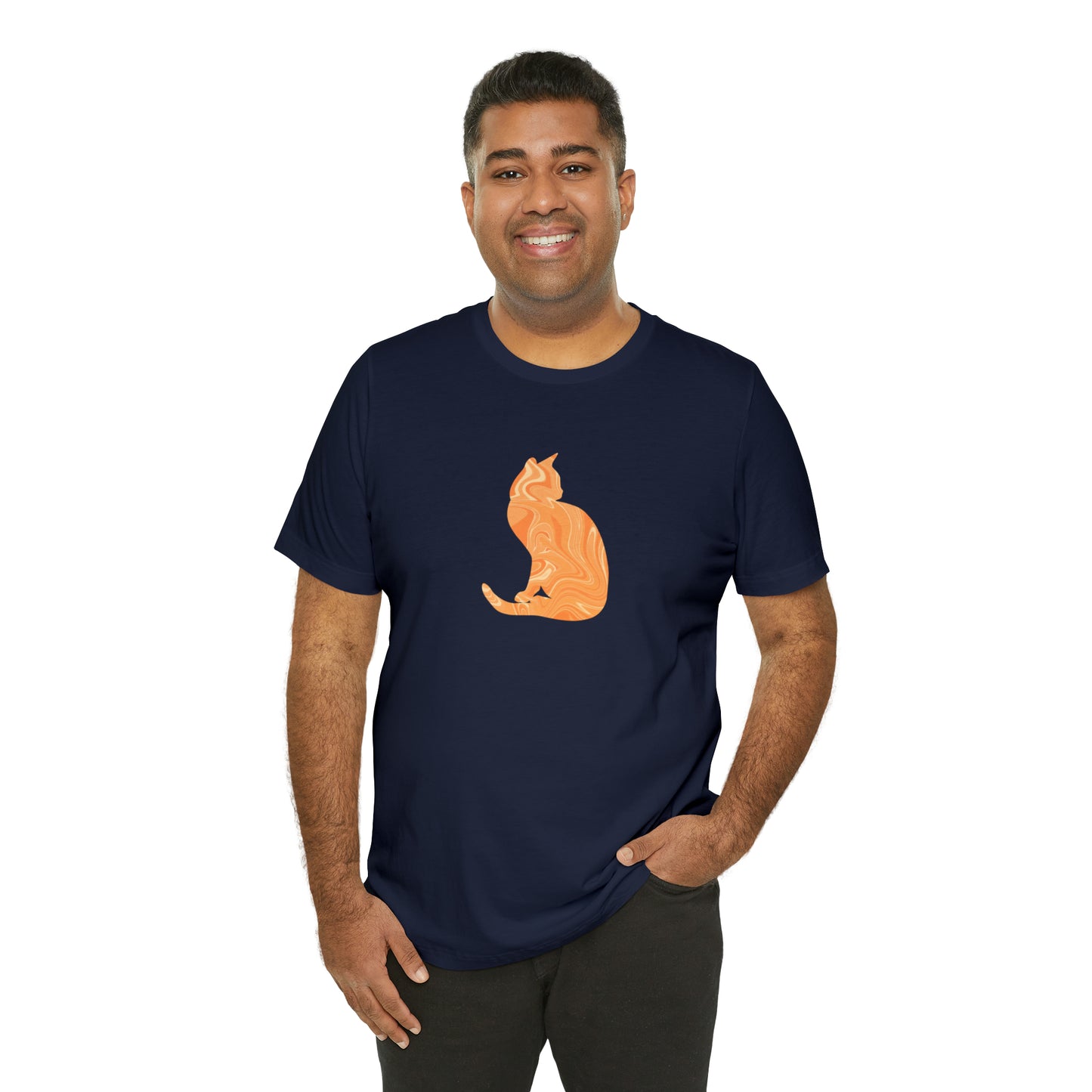 Orange Marble Cat, Unisex Jersey Short Sleeve Tee