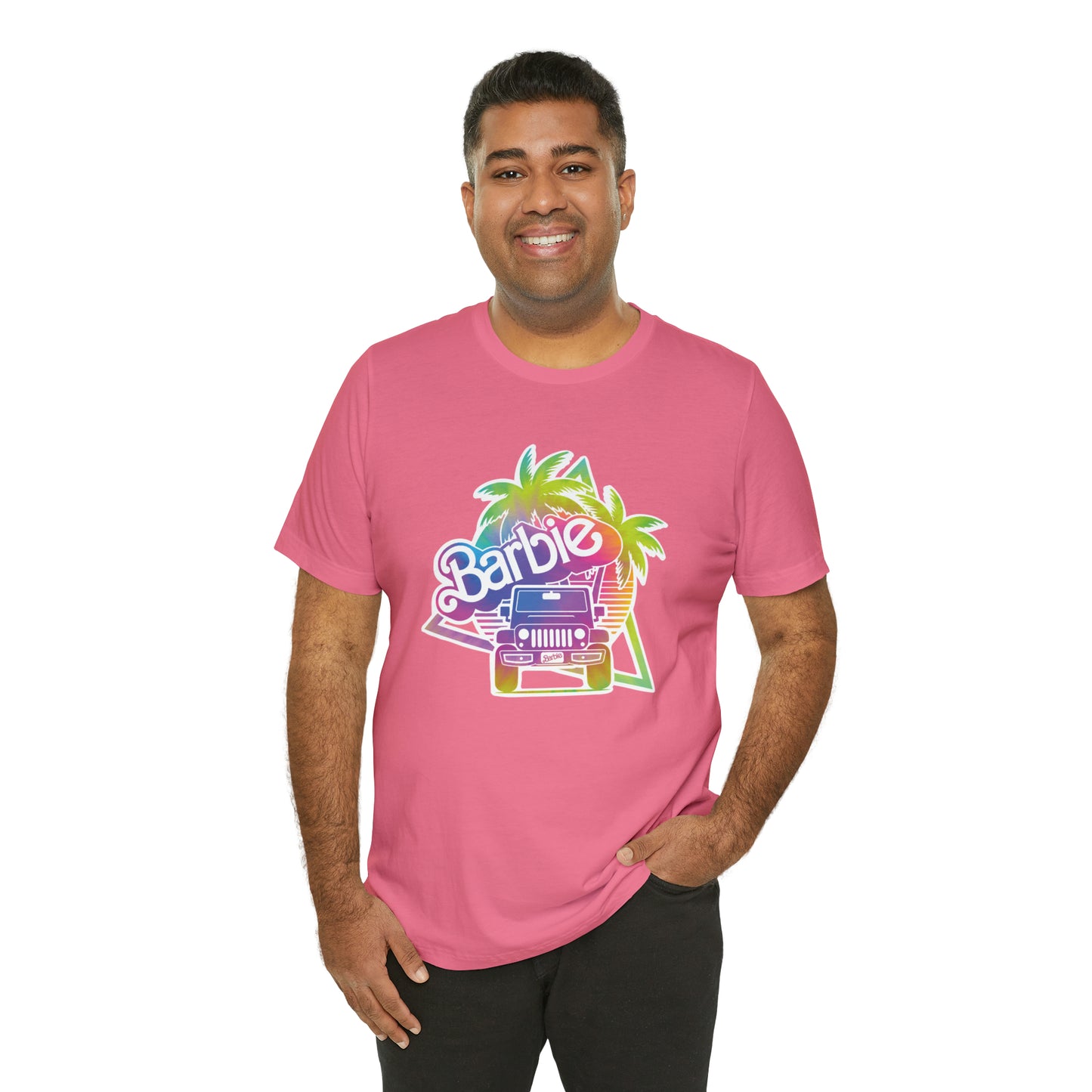 Tie dye 1, Beep Beep Barbie Jeep, Unisex Jersey Short Sleeve Tee