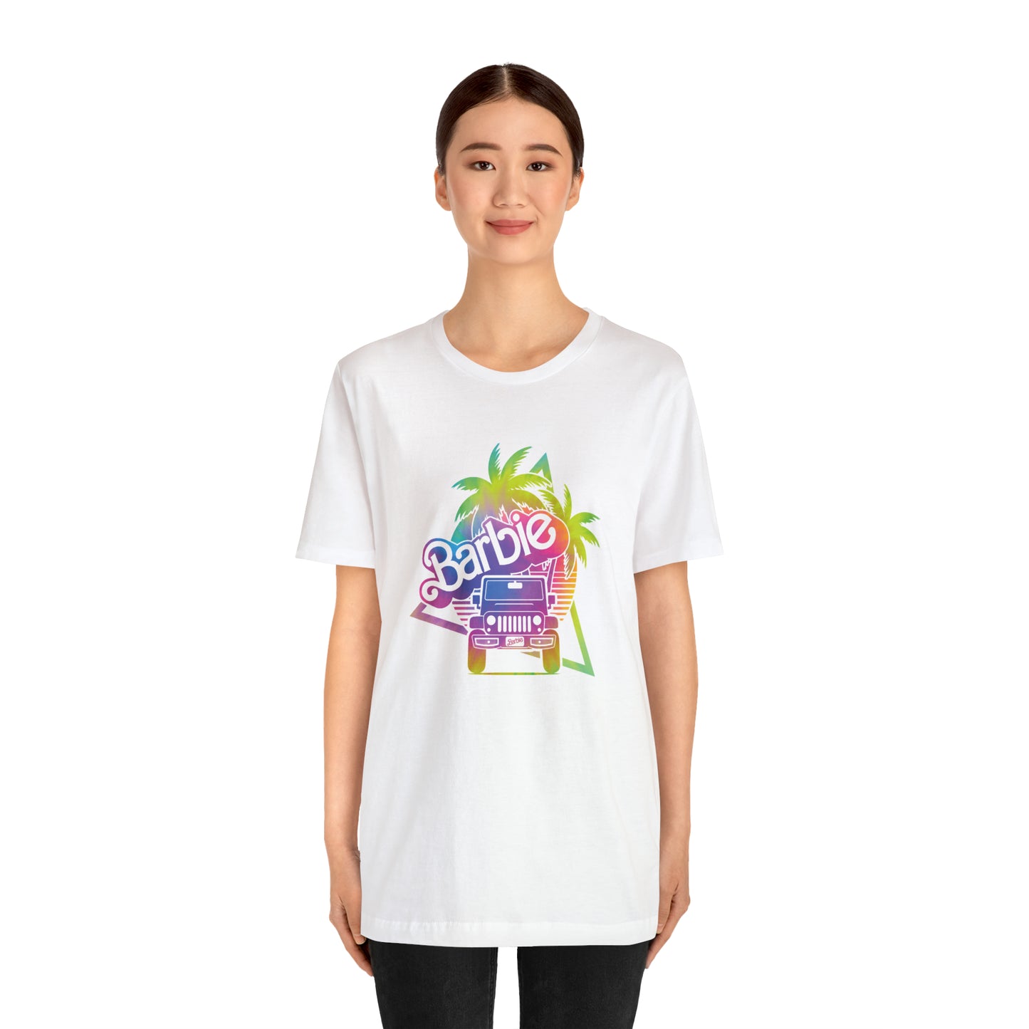 Tie dye 1, Beep Beep Barbie Jeep, Unisex Jersey Short Sleeve Tee