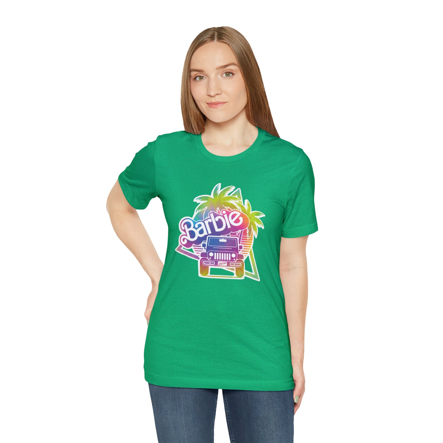 Tie dye 1, Beep Beep Barbie Jeep, Unisex Jersey Short Sleeve Tee