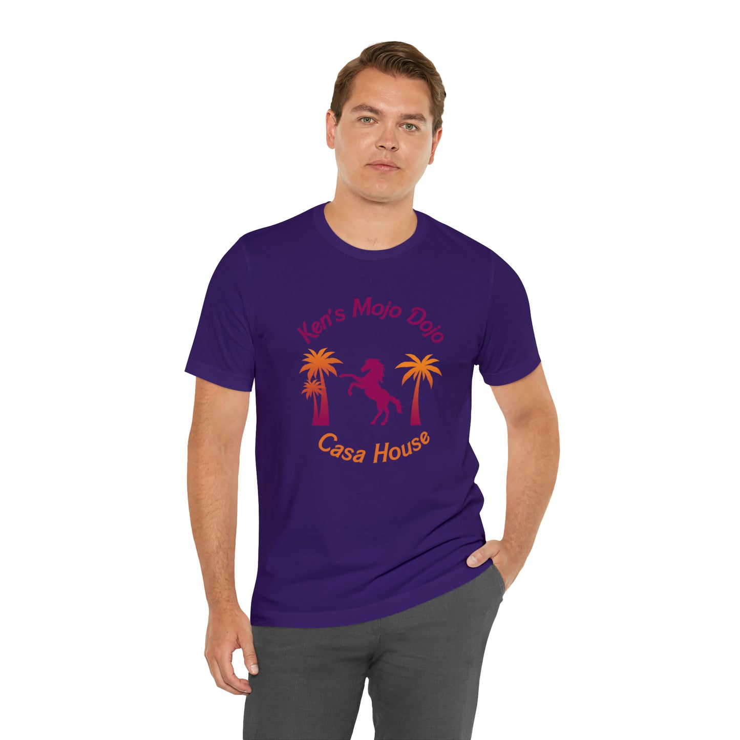 Warm Neon Palm Horse, Mojo Dojo Casa House, Unisex Jersey Short Sleeve Tee