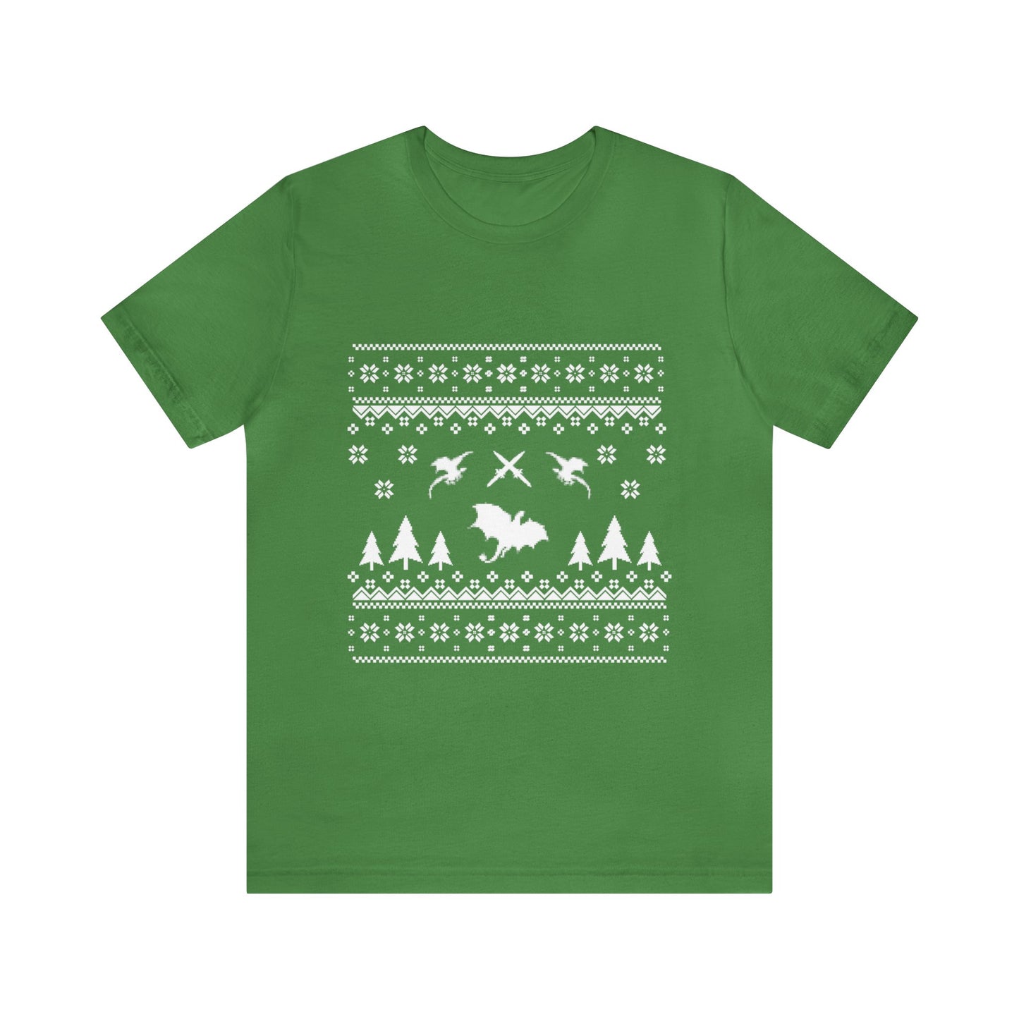 8-bit Fair Isle Dragon Christmas - Version 4 - Unisex T-shirt