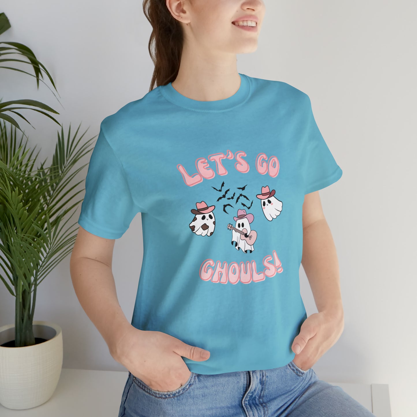 Let's Go Ghouls, retro font, Unisex Jersey Short Sleeve Tee