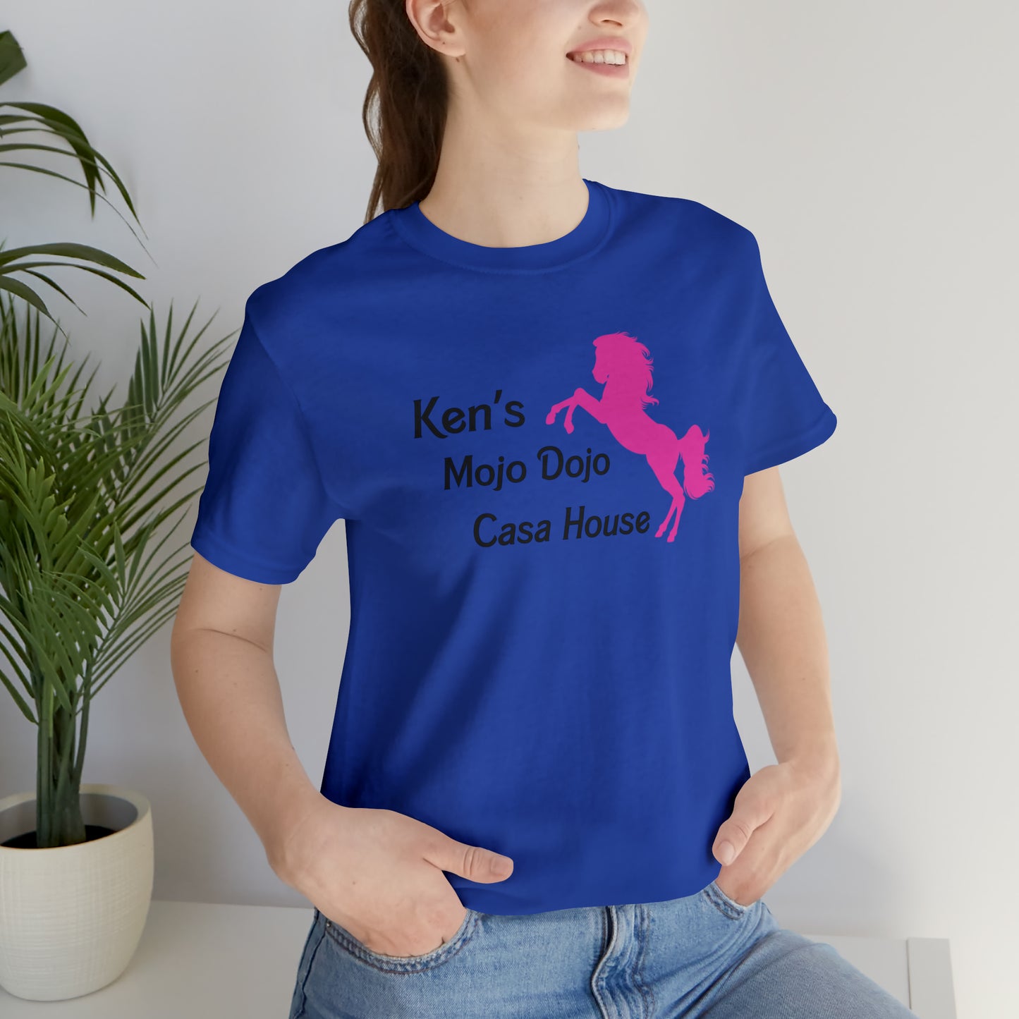 Pink Silhouette Horse, Mojo Dojo Casa House, Unisex Jersey Short Sleeve Tee