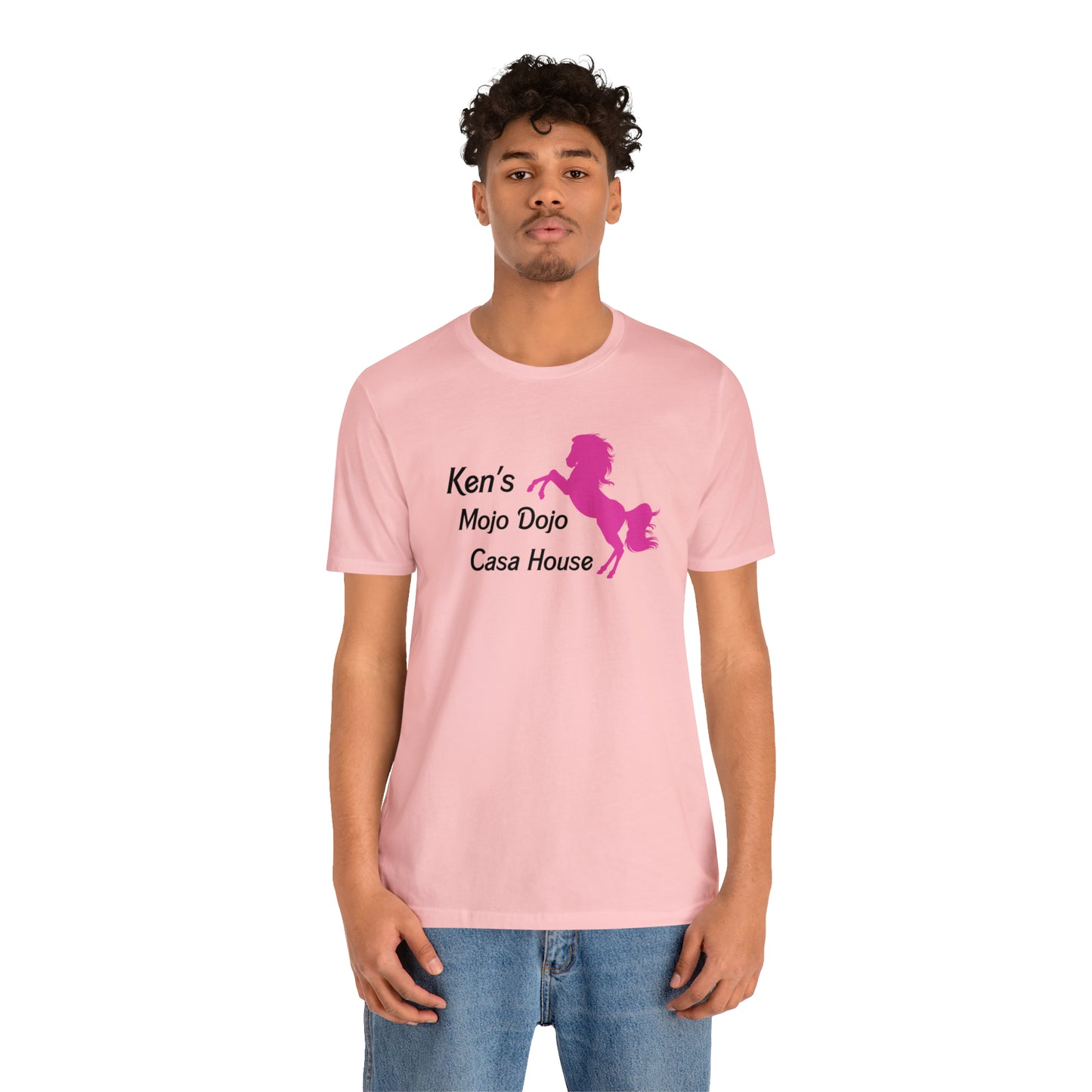Pink Silhouette Horse, Mojo Dojo Casa House, Unisex Jersey Short Sleeve Tee