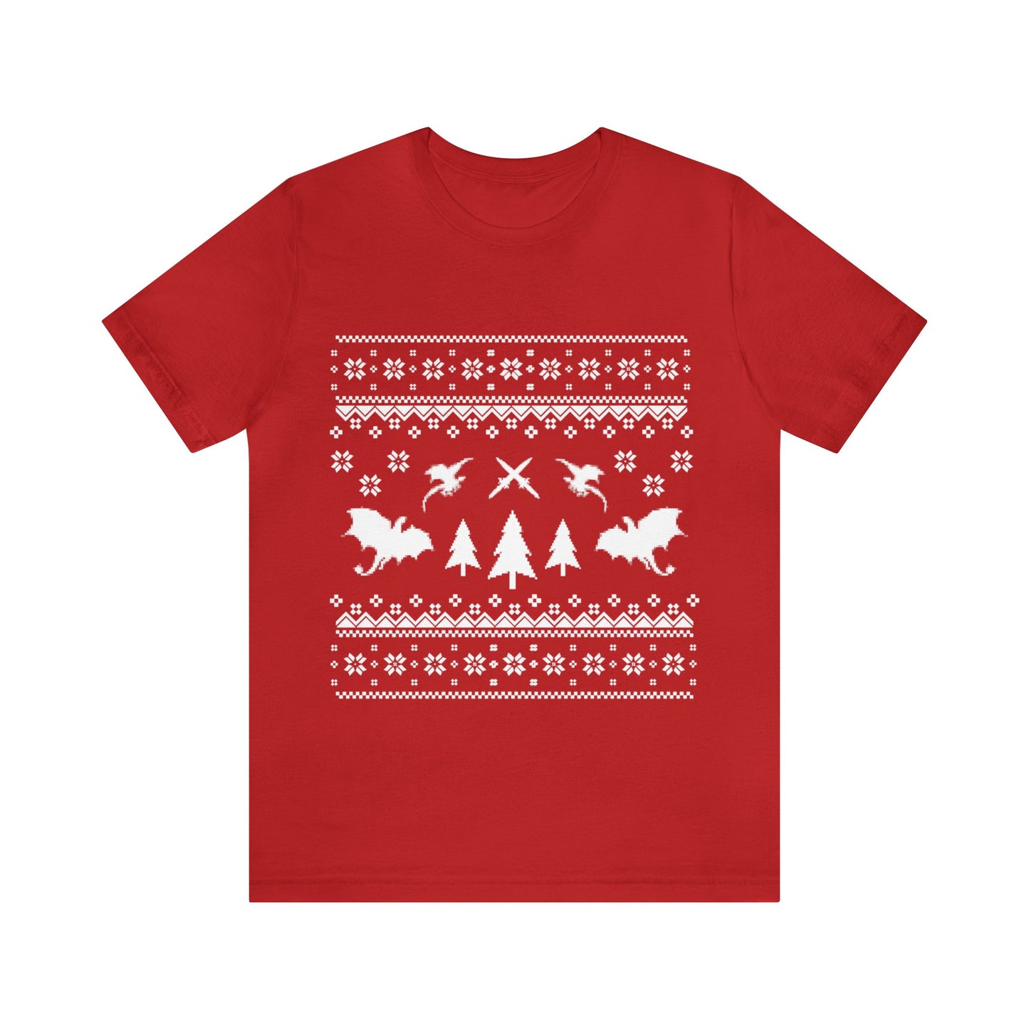 8-bit Fair Isle Dragon Christmas - Version 3 - Unisex T-shirt